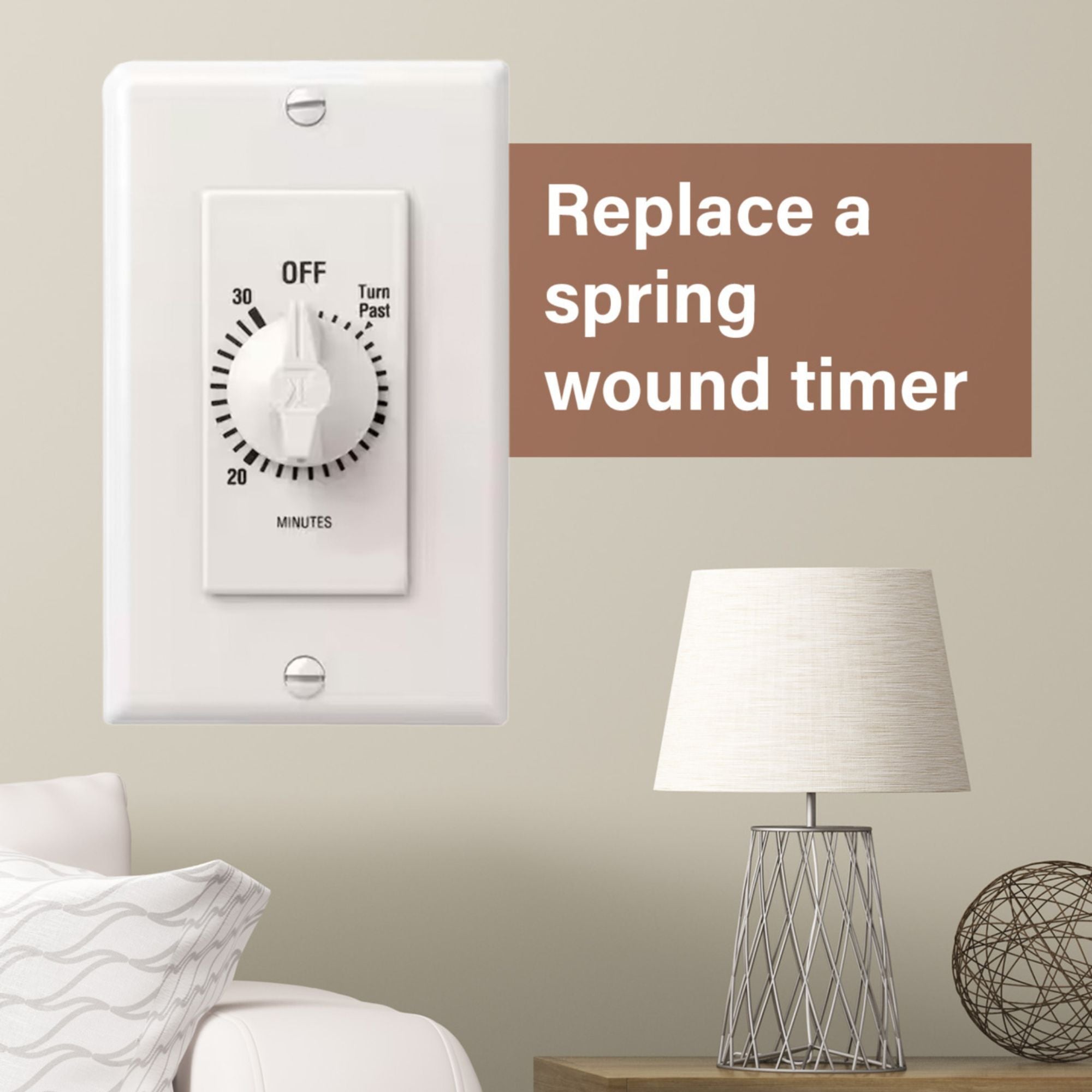 Legrand RT230W radiant Digital Countdown Timer, 800W, Single-Pole, 4-Button, 5-30 Min, White
