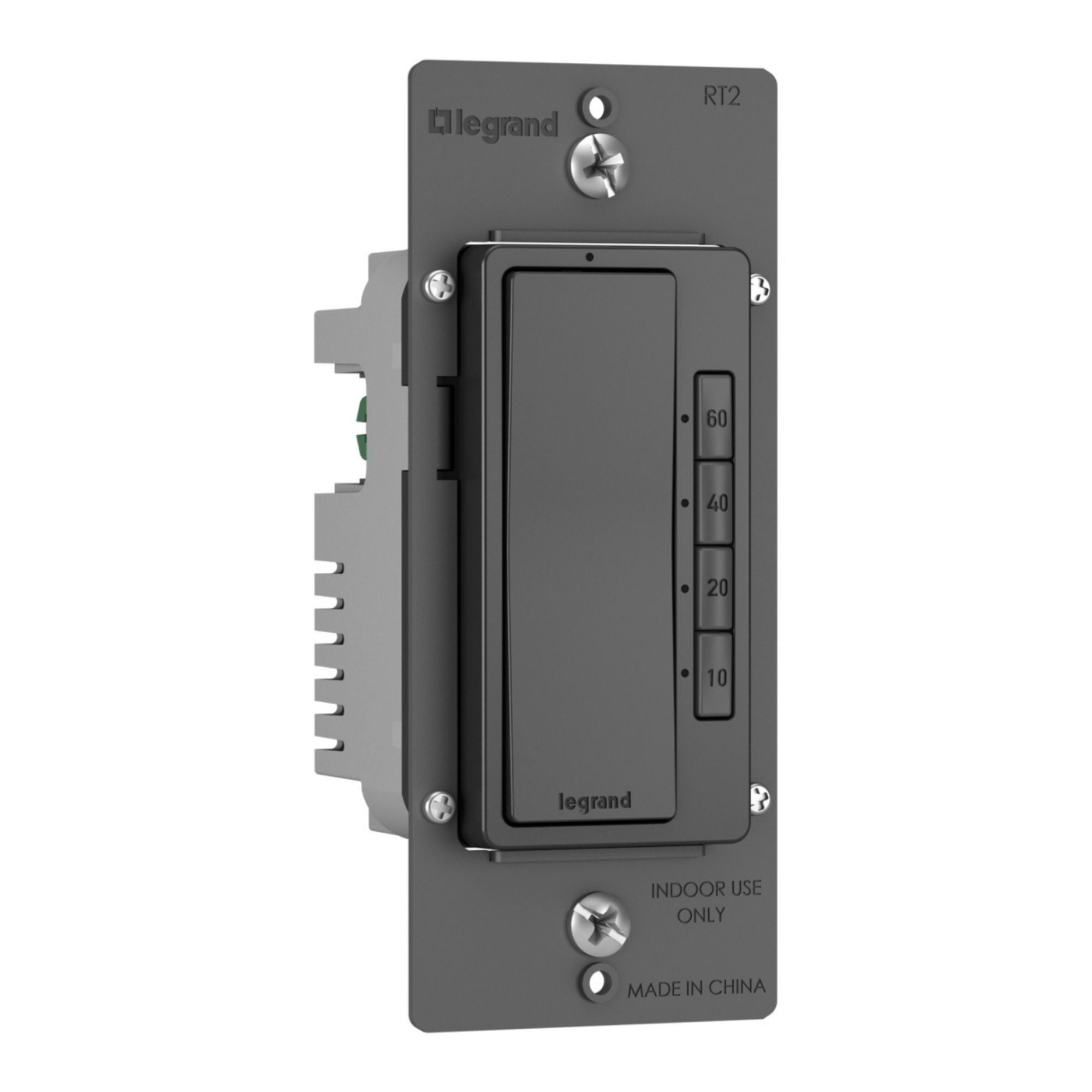 Legrand RT2BK radiant Digital Timer, 600W, 4-Button, 10-60 Min, Black