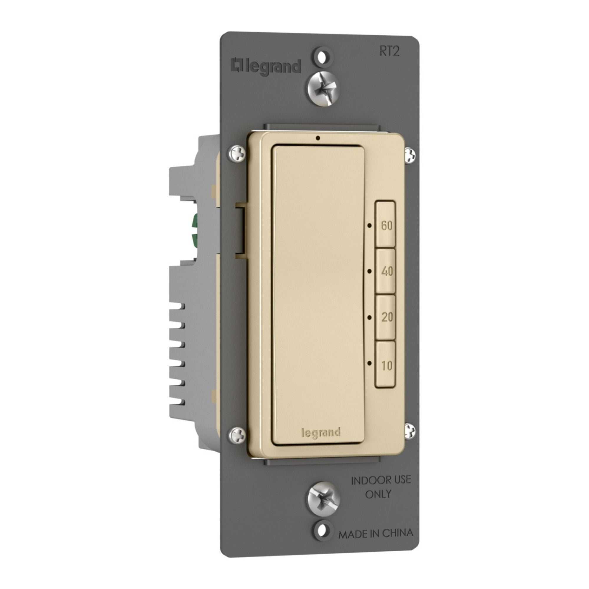 Legrand RT2I radiant Digital Timer, 600W, Single-Pole, 4-Button, 10-60 Min, Ivory