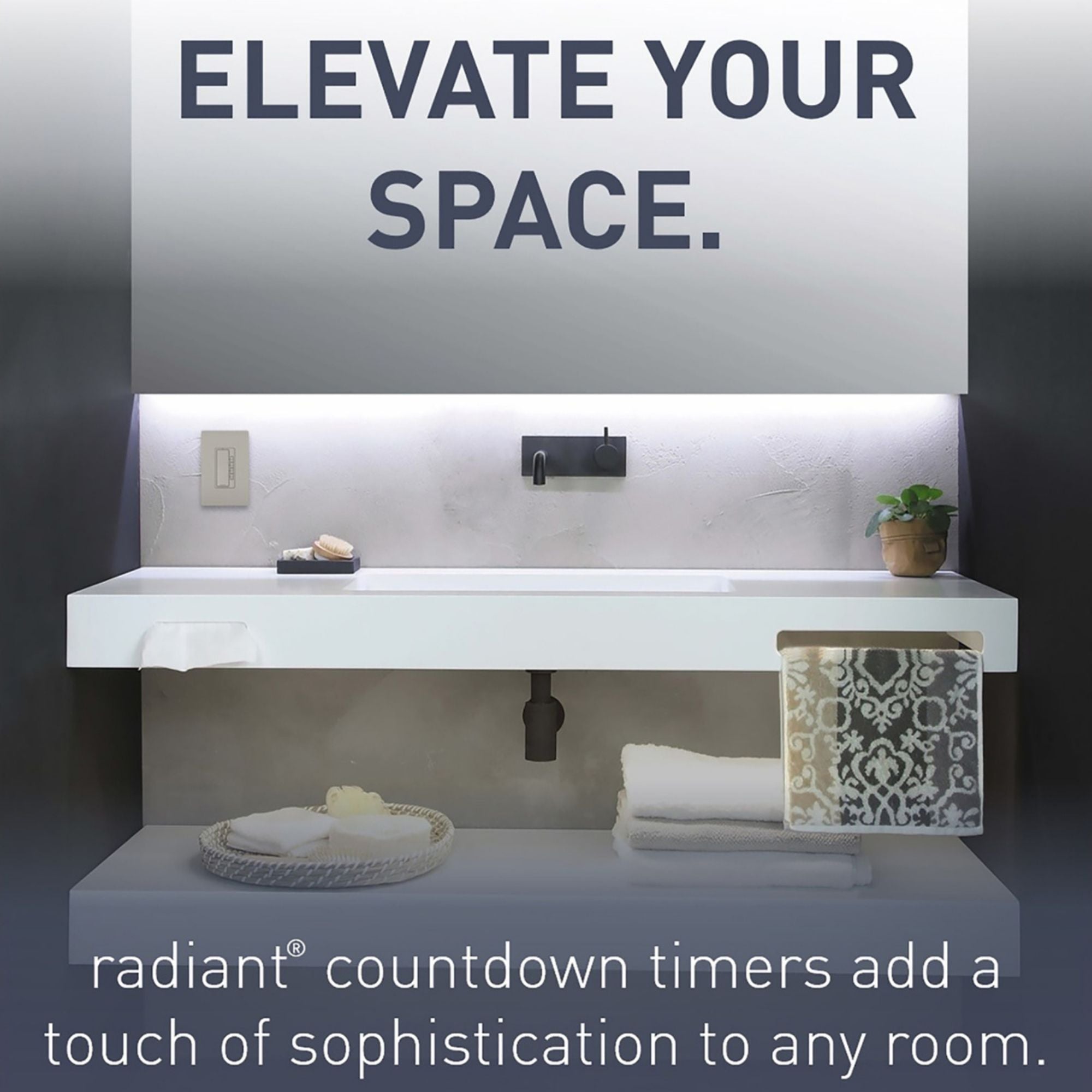 Legrand RT2NICCV4 radiant 4-Button Digital Countdown Timer Switch, 10-60 Min, 600W, Neutral Required, Nickel