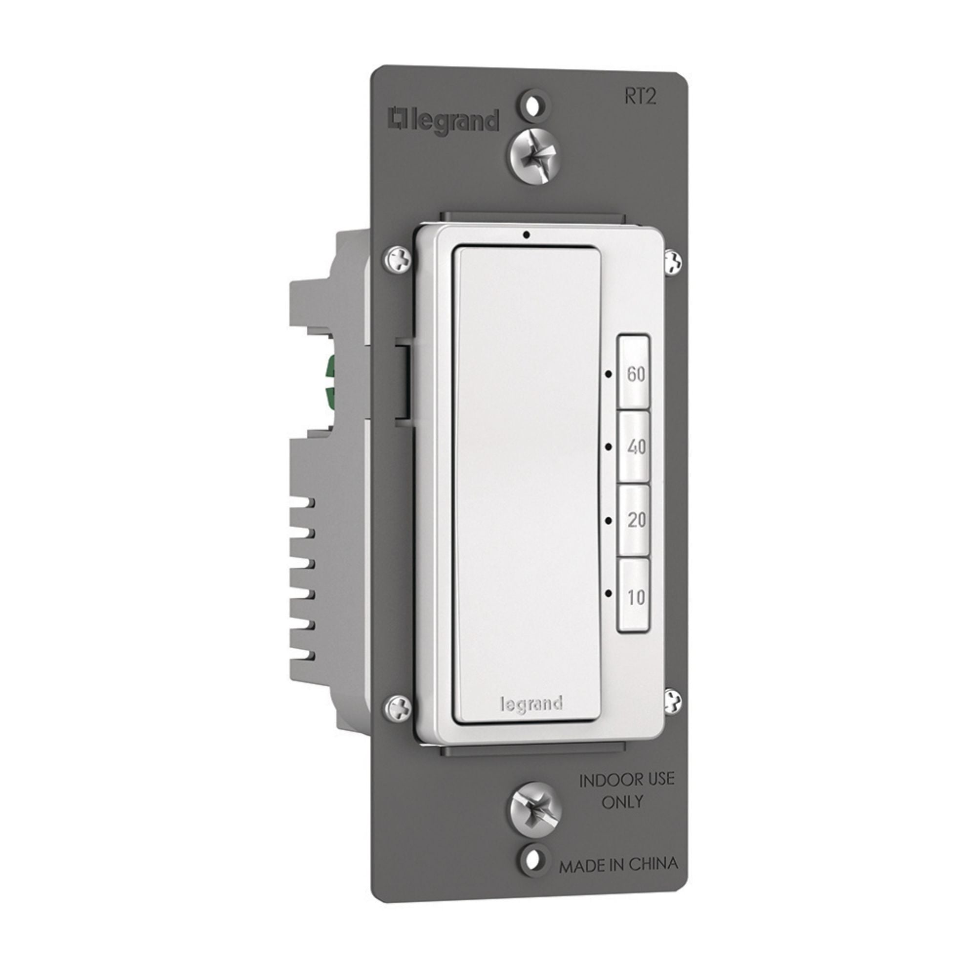 Legrand RT2W radiant Digital Timer, 600W, Single-Pole, 4-Button, 10-60 Min, White