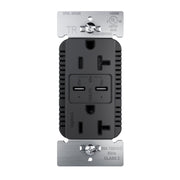 Legrand TR20USBPD65BK radiant 20A Tamper-Resistant Commercial 65W USB Type-C Power Delivery Duplex Outlet, Black