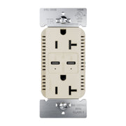 Legrand TR20USBPD65I radiant 20A Tamper-Resistant Commercial 65W USB Type-C Power Delivery Duplex Outlet, Ivory