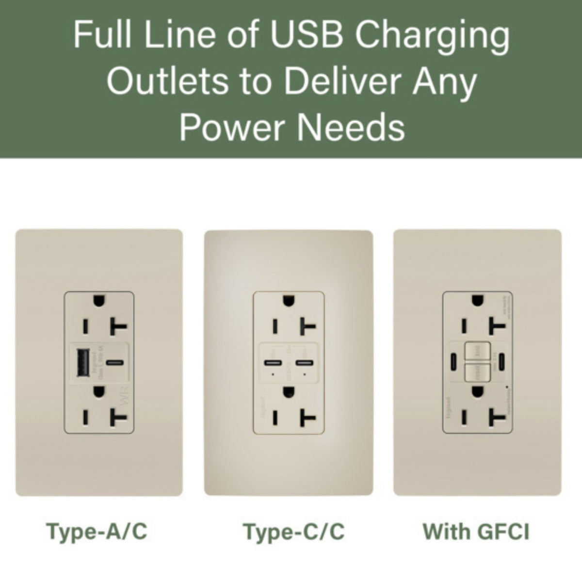 Legrand TR20USBPD65I radiant 20A Tamper-Resistant Commercial 65W USB Type-C Power Delivery Duplex Outlet, Ivory