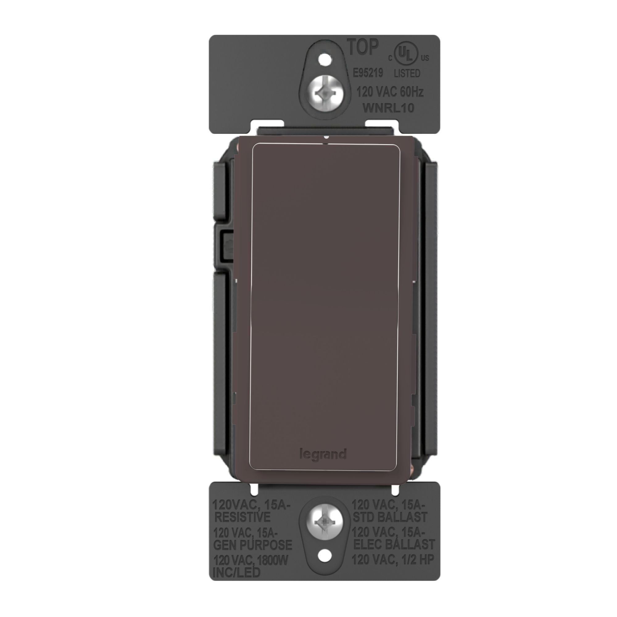 Legrand WNRL10DB radiant Smart Switch with Netatmo, 15A, Single-Pole/3-Way/Multi-Location, Dark Bronze