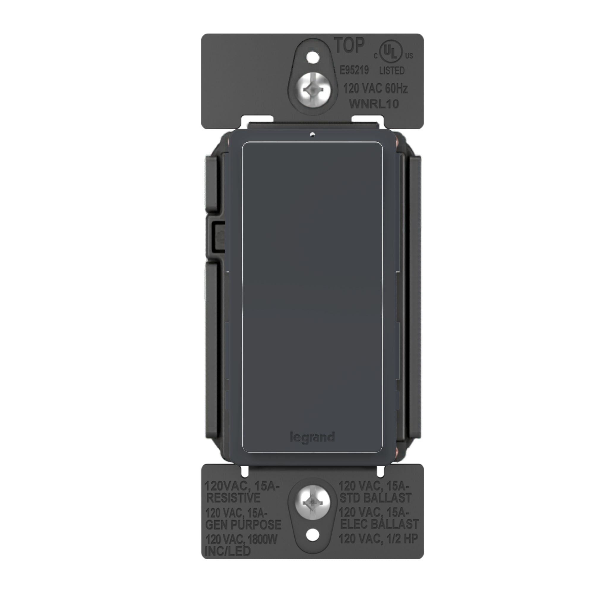 Legrand WNRL10G radiant Smart Switch with Netatmo, 15A, Single-Pole/3-Way/Multi-Location, Graphite