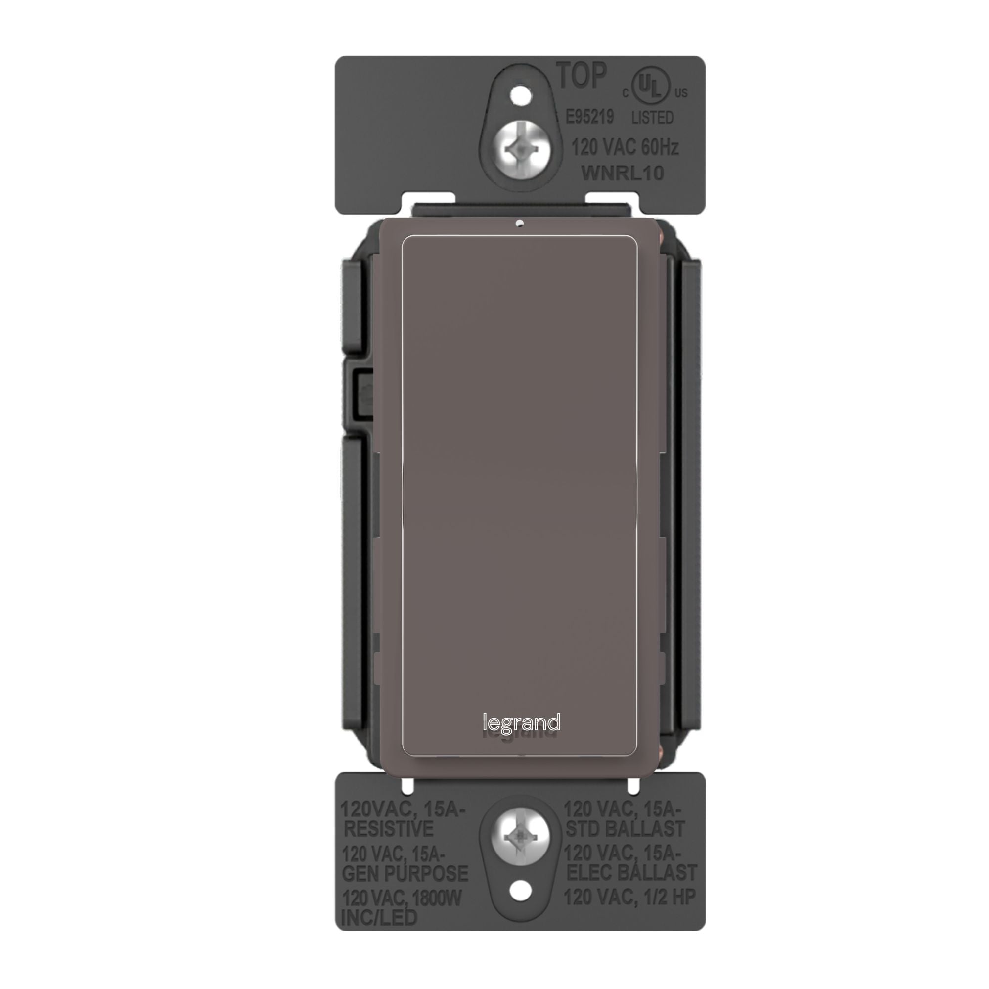 Legrand WNRL10 Radiant Smart Switch with Netatmo, 15A, Single-Pole/3-Way/Multi-Location, Brown