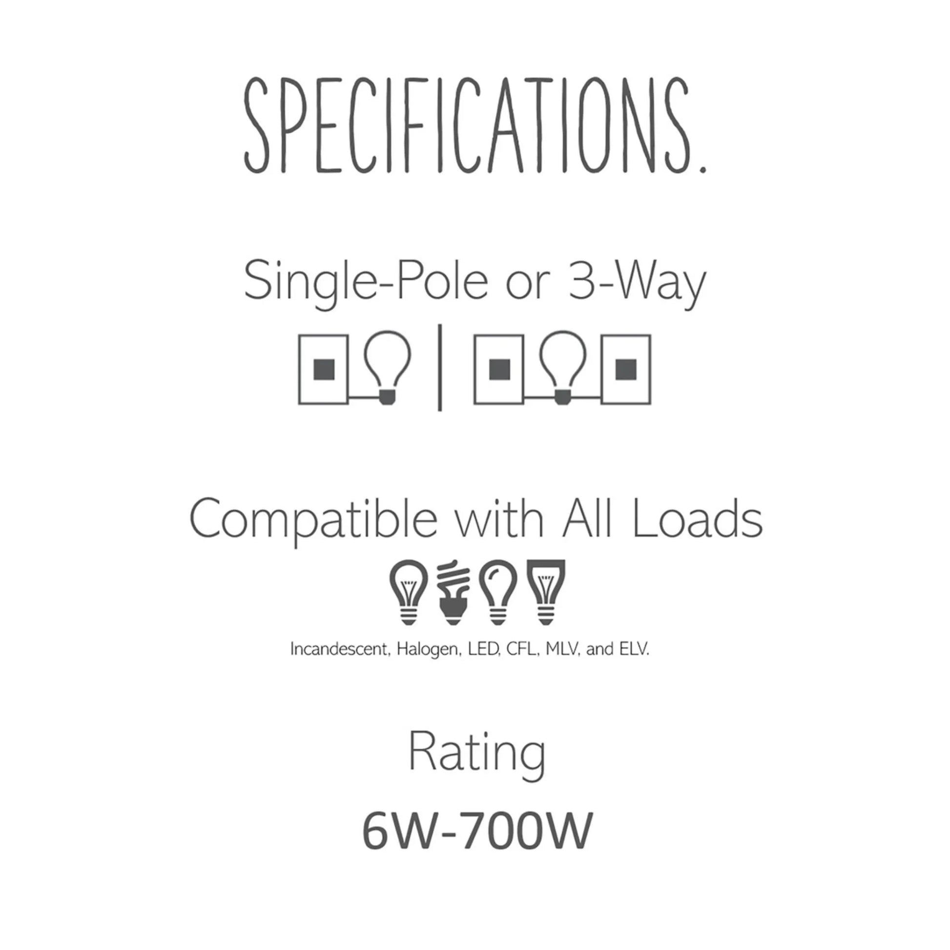 adorne SofTap Tru-Universal Dimmer Switch, 450-Watt LED, Single Pole/3-Way, Graphite - Bees Lighting