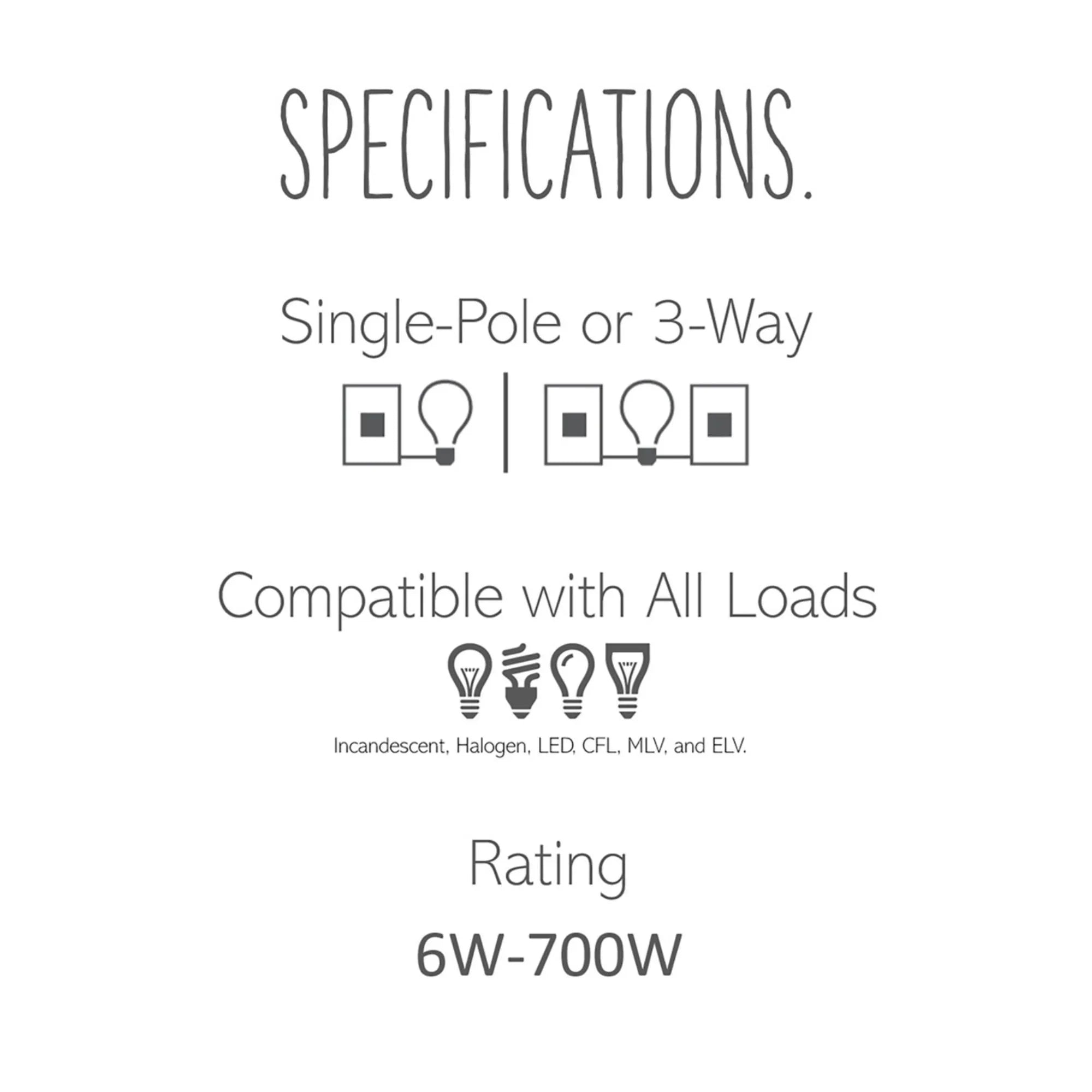 adorne SofTap Tru-Universal Dimmer Switch, 450-Watt LED, Single Pole/3-Way, Graphite - Bees Lighting