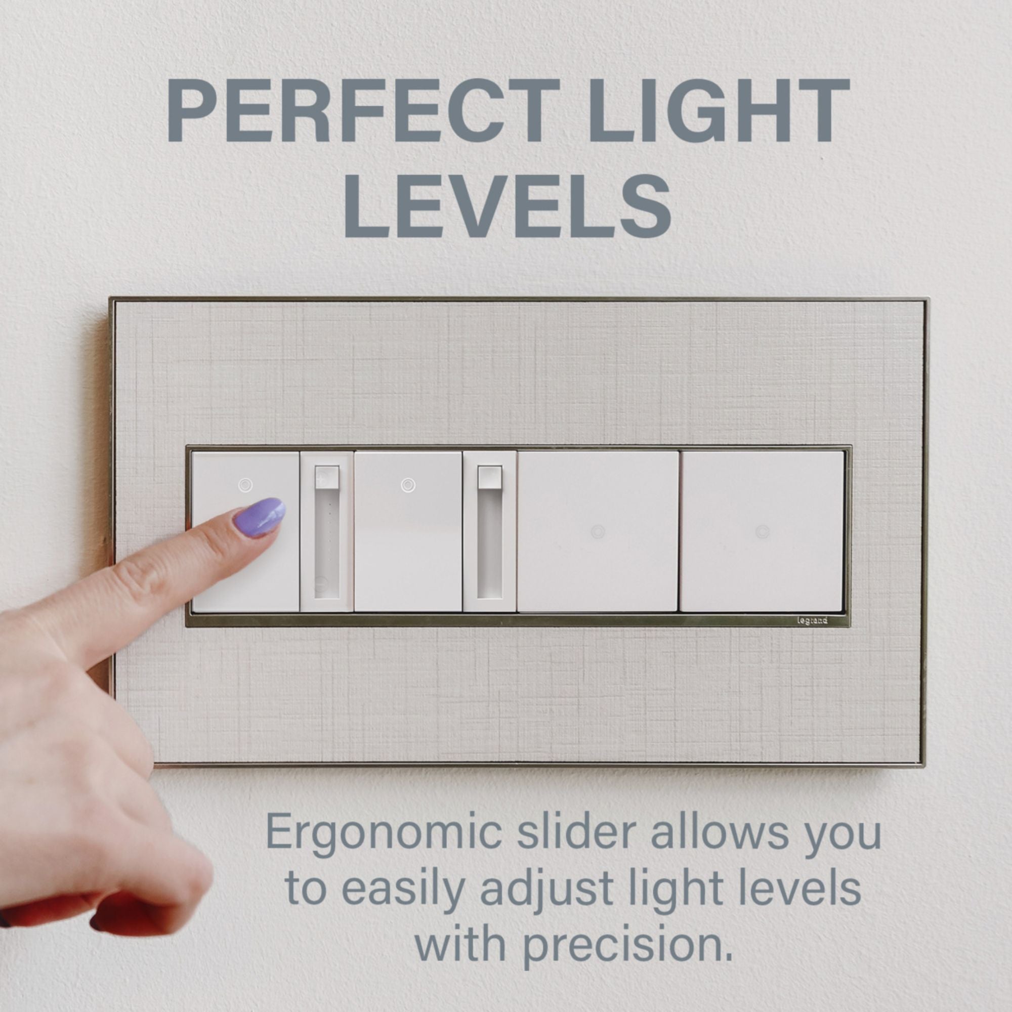 adorne Paddle LED Advanced Dimmer, 150-Watt LED, Single Pole/3-Way, Magnesium - Bees Lighting