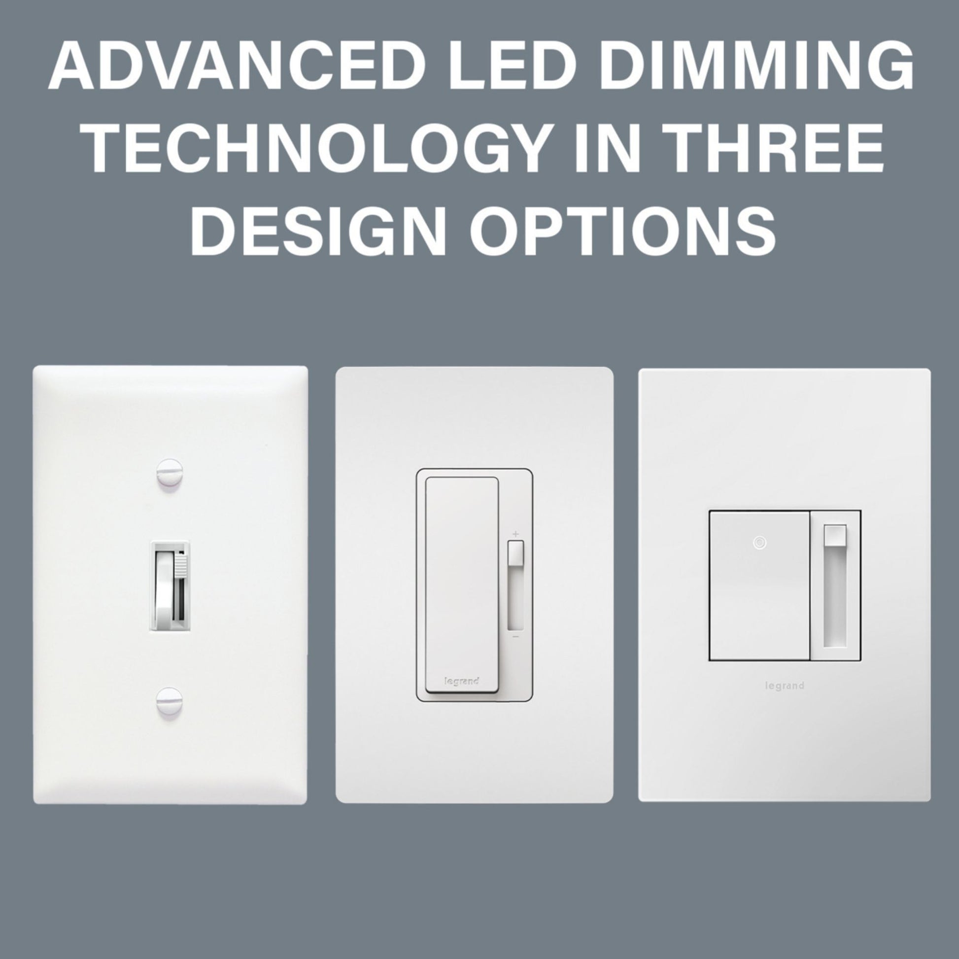adorne Paddle LED Advanced Dimmer, 150-Watt LED, Single Pole/3-Way, Magnesium - Bees Lighting