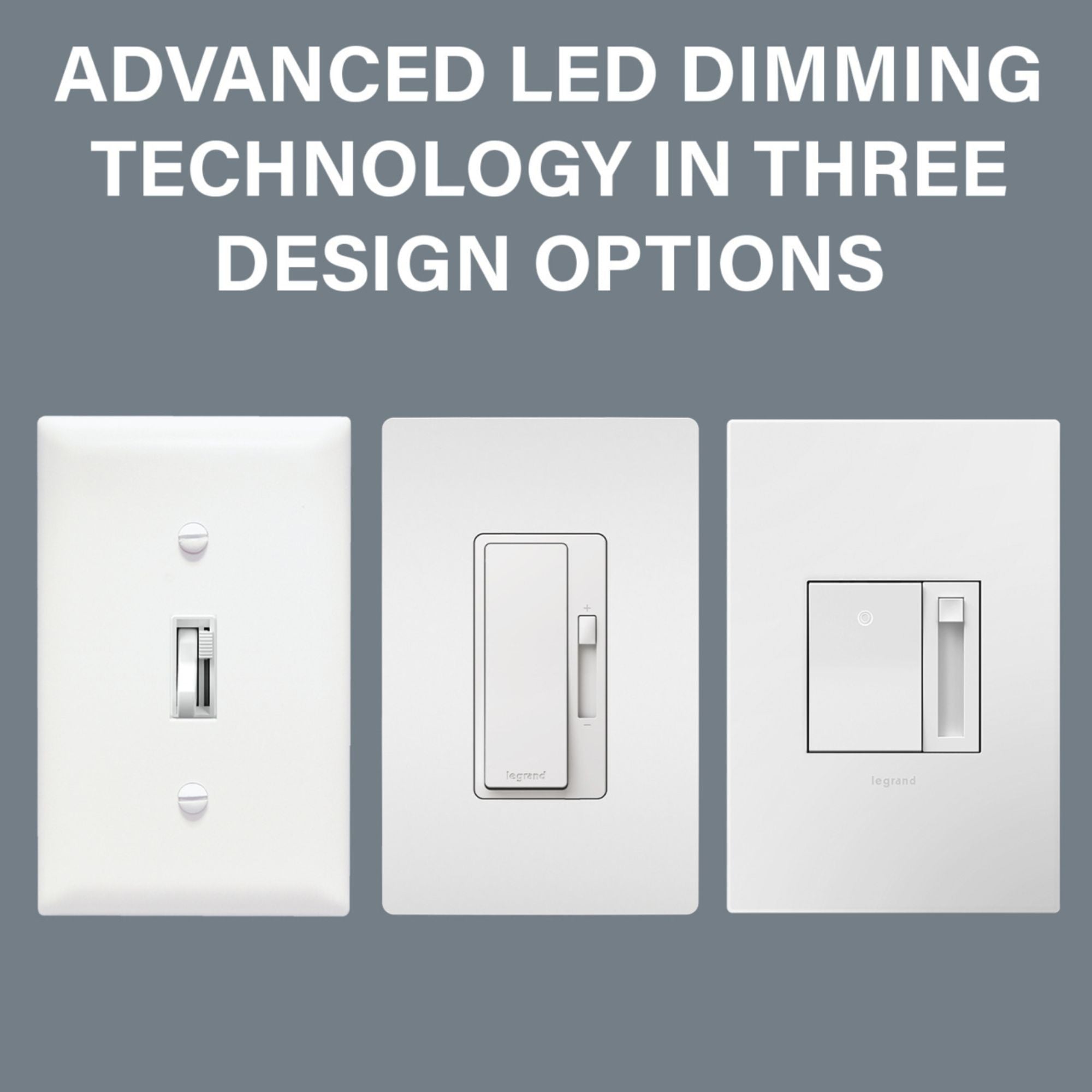 adorne Paddle LED Advanced Dimmer, 150-Watt LED, Single Pole/3-Way, Magnesium - Bees Lighting