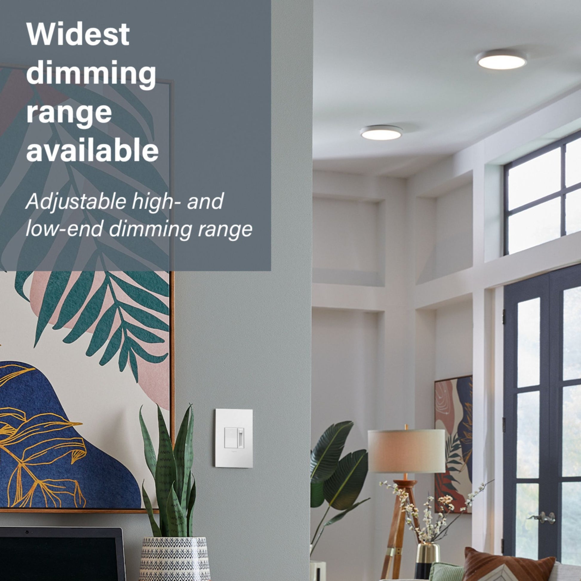 adorne Paddle LED Advanced Dimmer, 150-Watt LED, Single Pole/3-Way, Magnesium - Bees Lighting