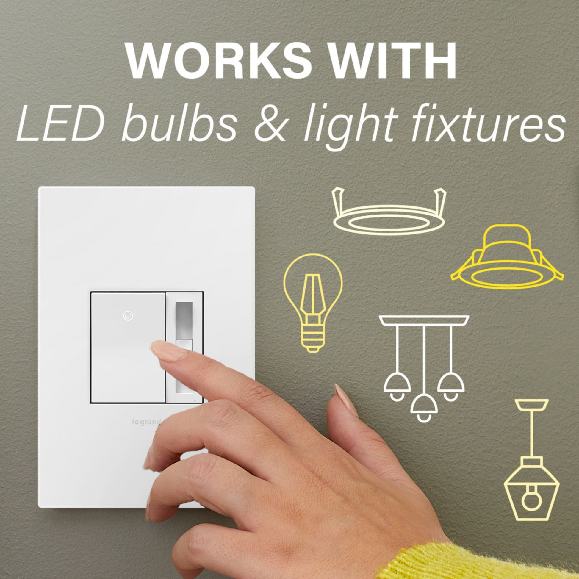 adorne Paddle LED Advanced Dimmer, 150-Watt LED, Single Pole/3-Way, White - Bees Lighting