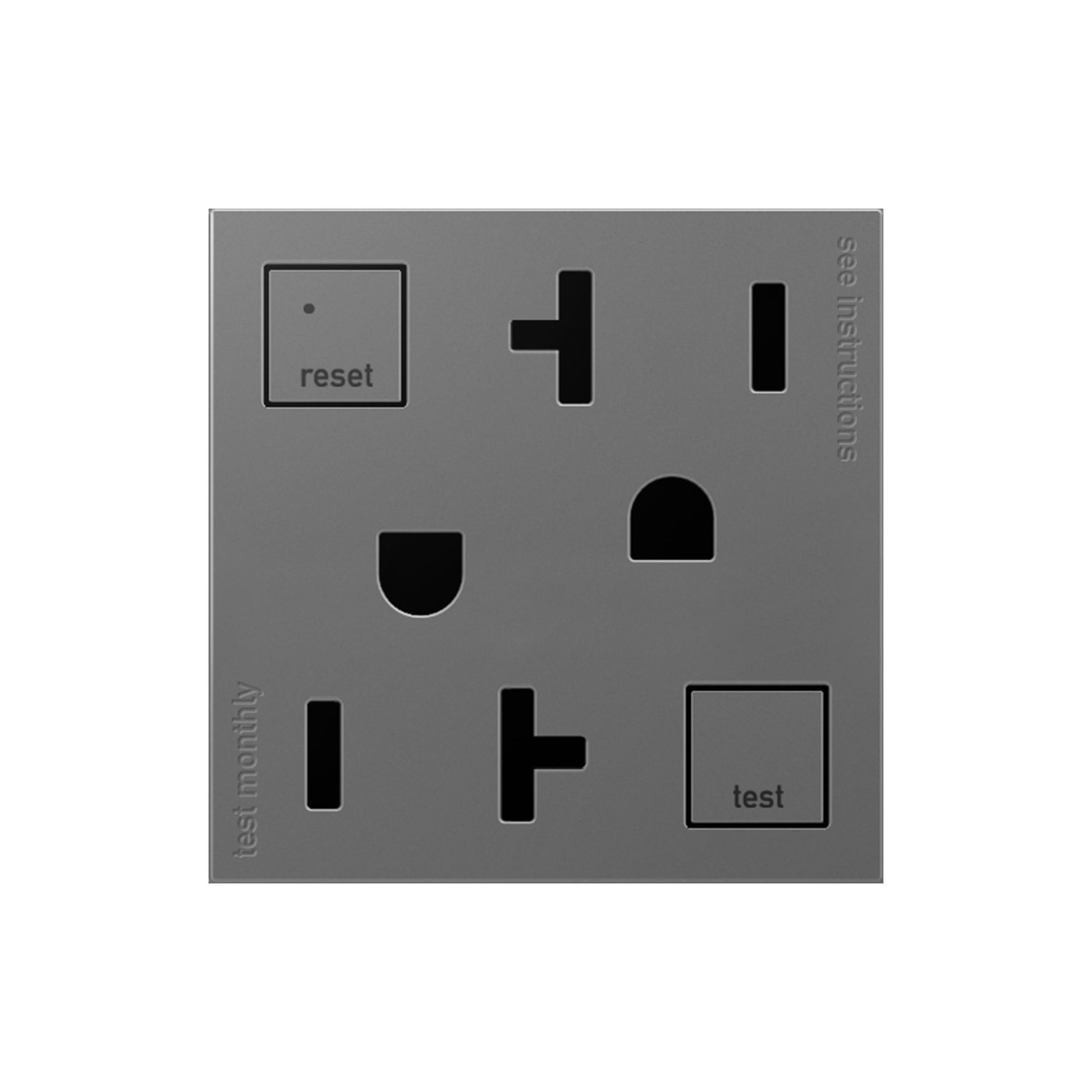 adorne Tamper-Resistant 20A Duplex Self-Test GFCI Receptacle, Magnesium - Bees Lighting