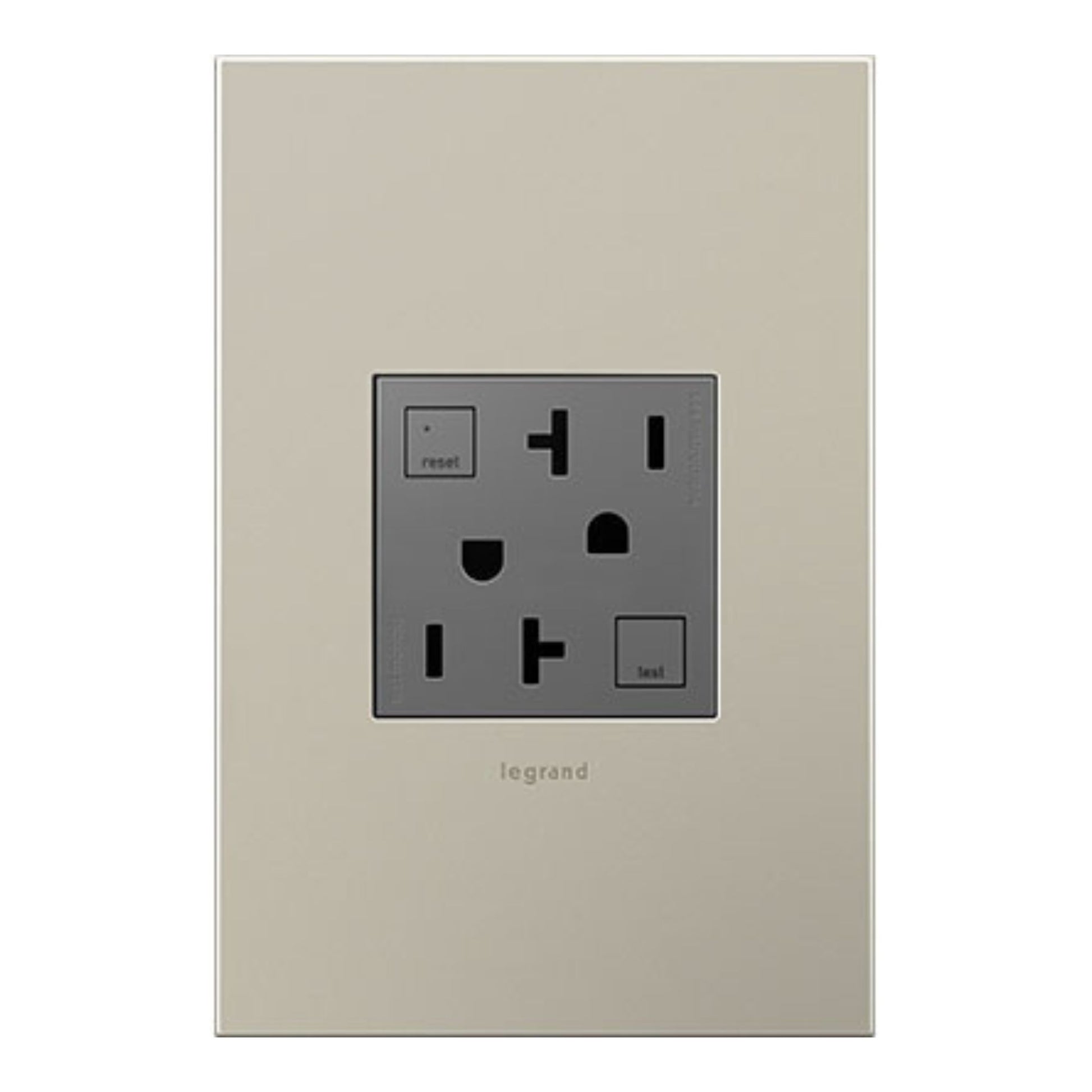 adorne Tamper-Resistant 20A Duplex Self-Test GFCI Receptacle, Magnesium - Bees Lighting
