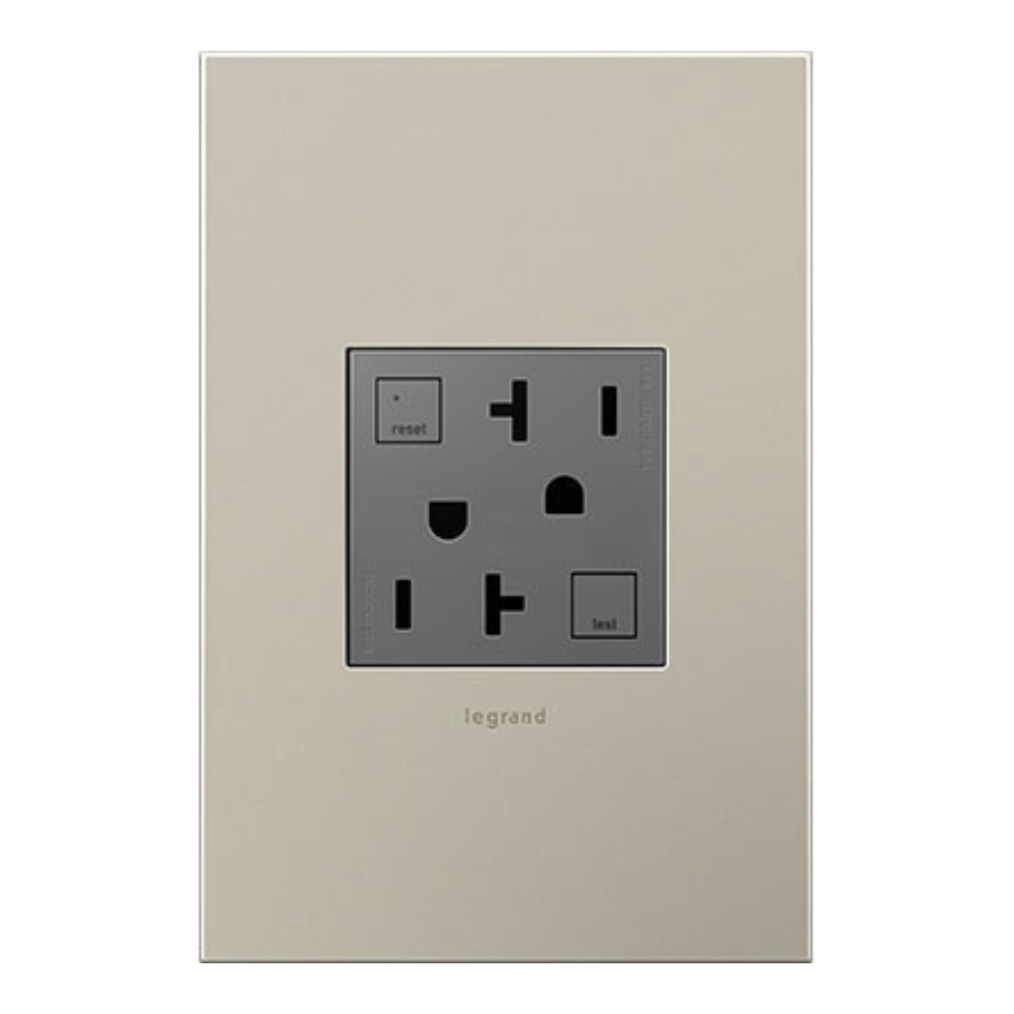 adorne Tamper-Resistant 20A Duplex Self-Test GFCI Receptacle, Magnesium - Bees Lighting