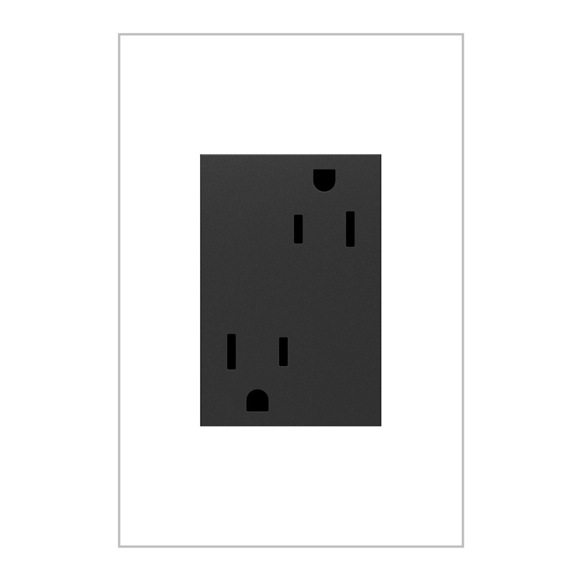 adorne 15A Plus-Size Dual Tamper-Resistant Outlet, Graphite - Bees Lighting