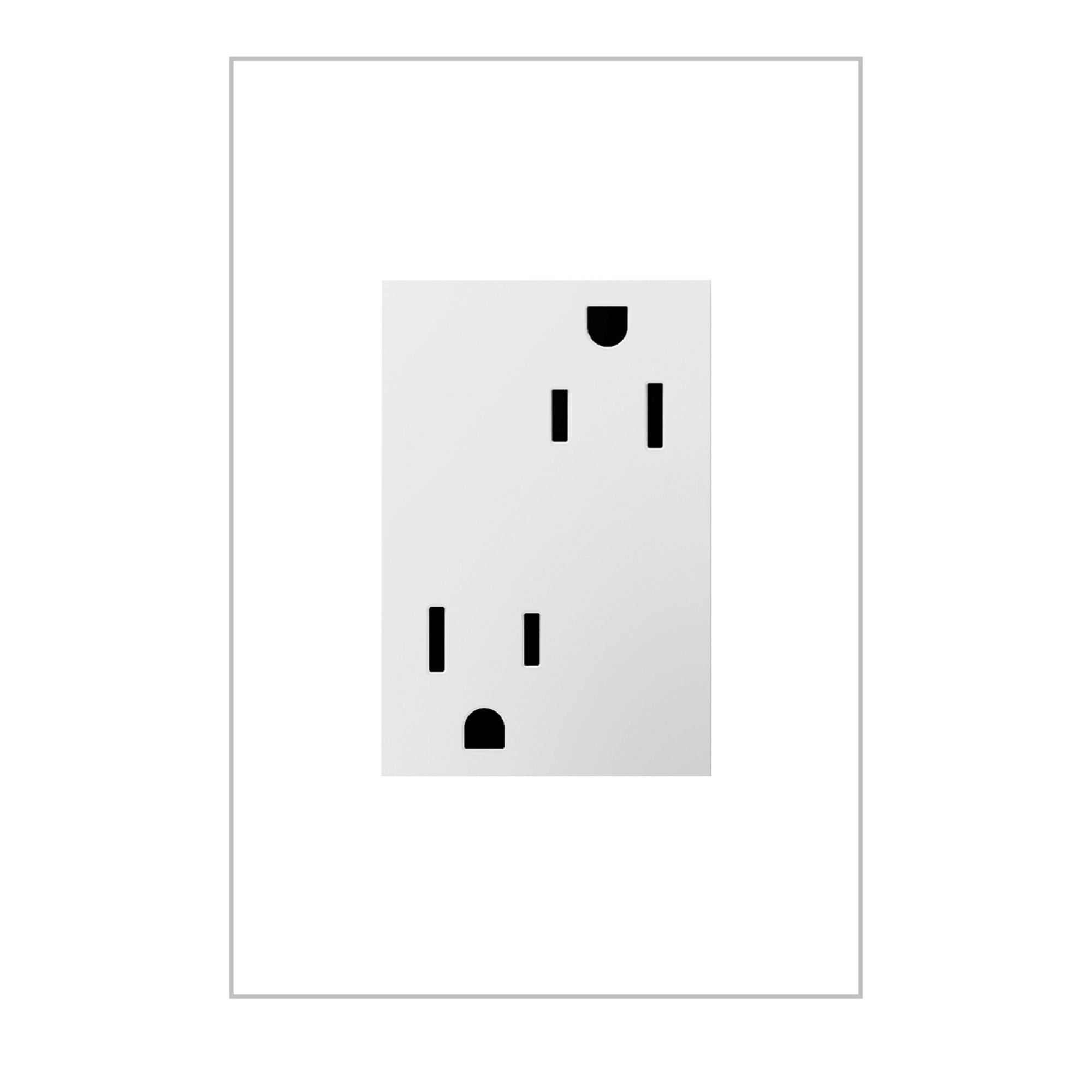 adorne 15A Plus-Size Dual Tamper-Resistant Outlet, White - Bees Lighting