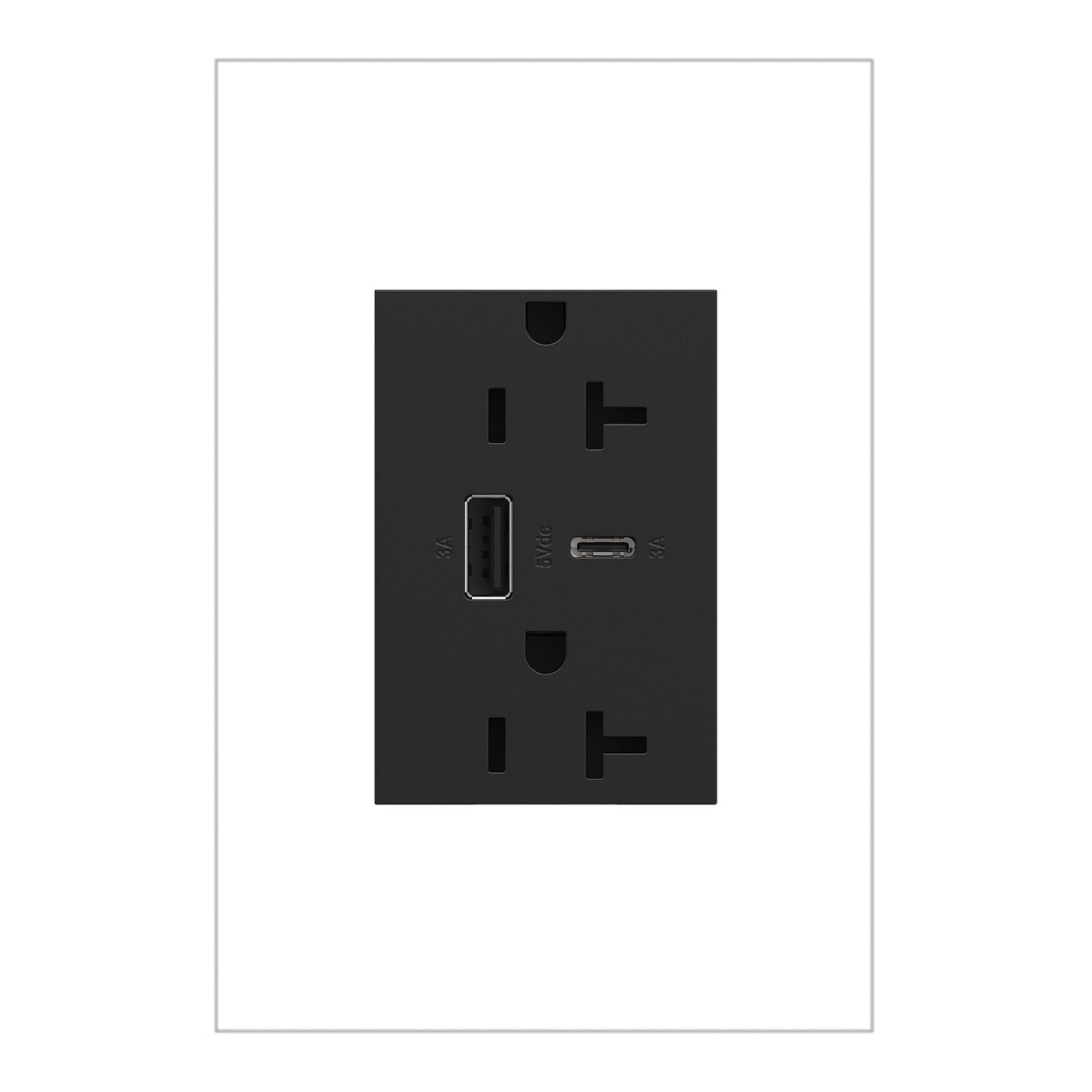 adorne 20 Amp USB Outlet, Type A/C, Tamper-Resistant, Plus-Size - Bees Lighting