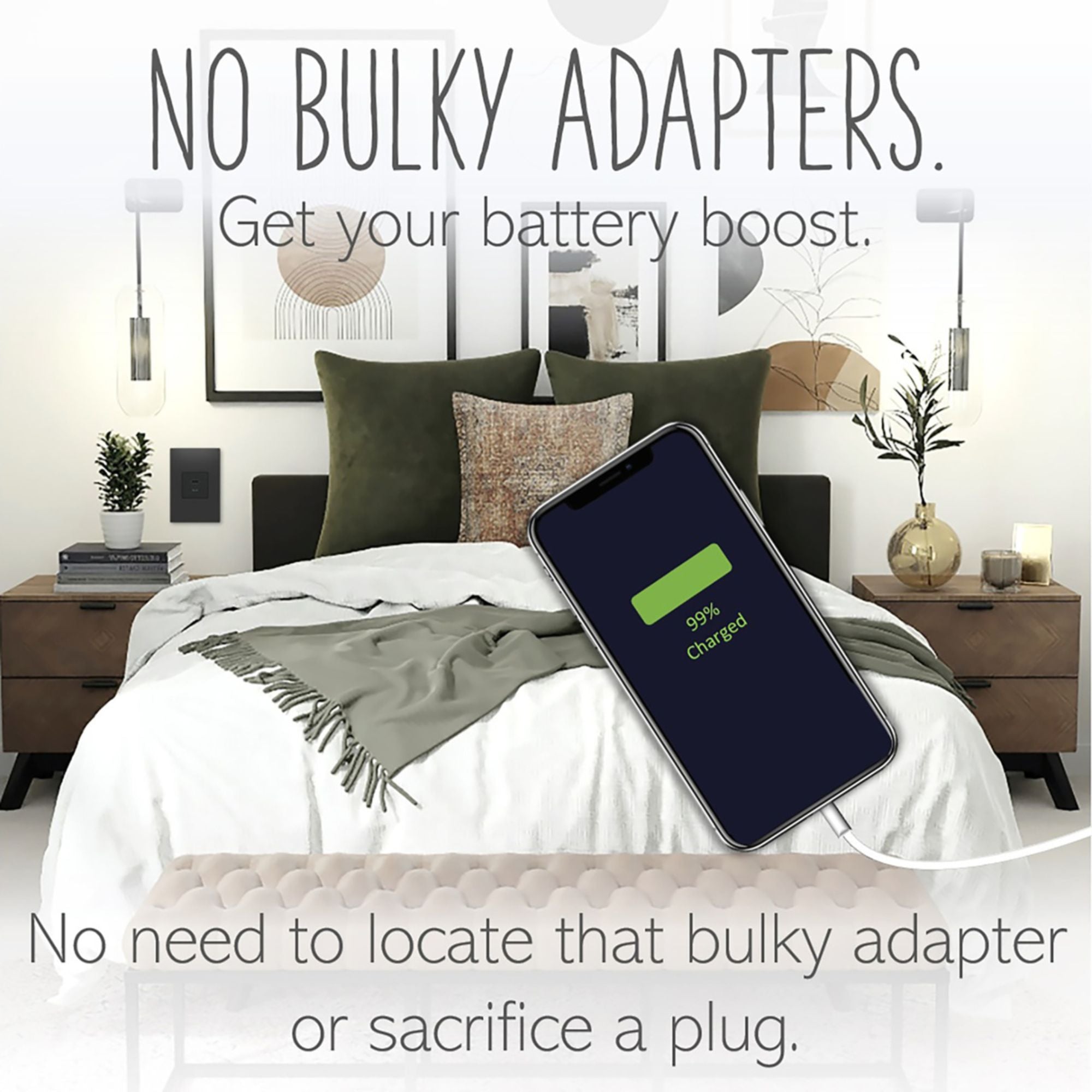 adorne Ultra-Fast USB Type-A/C Outlet Module, 6-Amp, Graphite - Bees Lighting