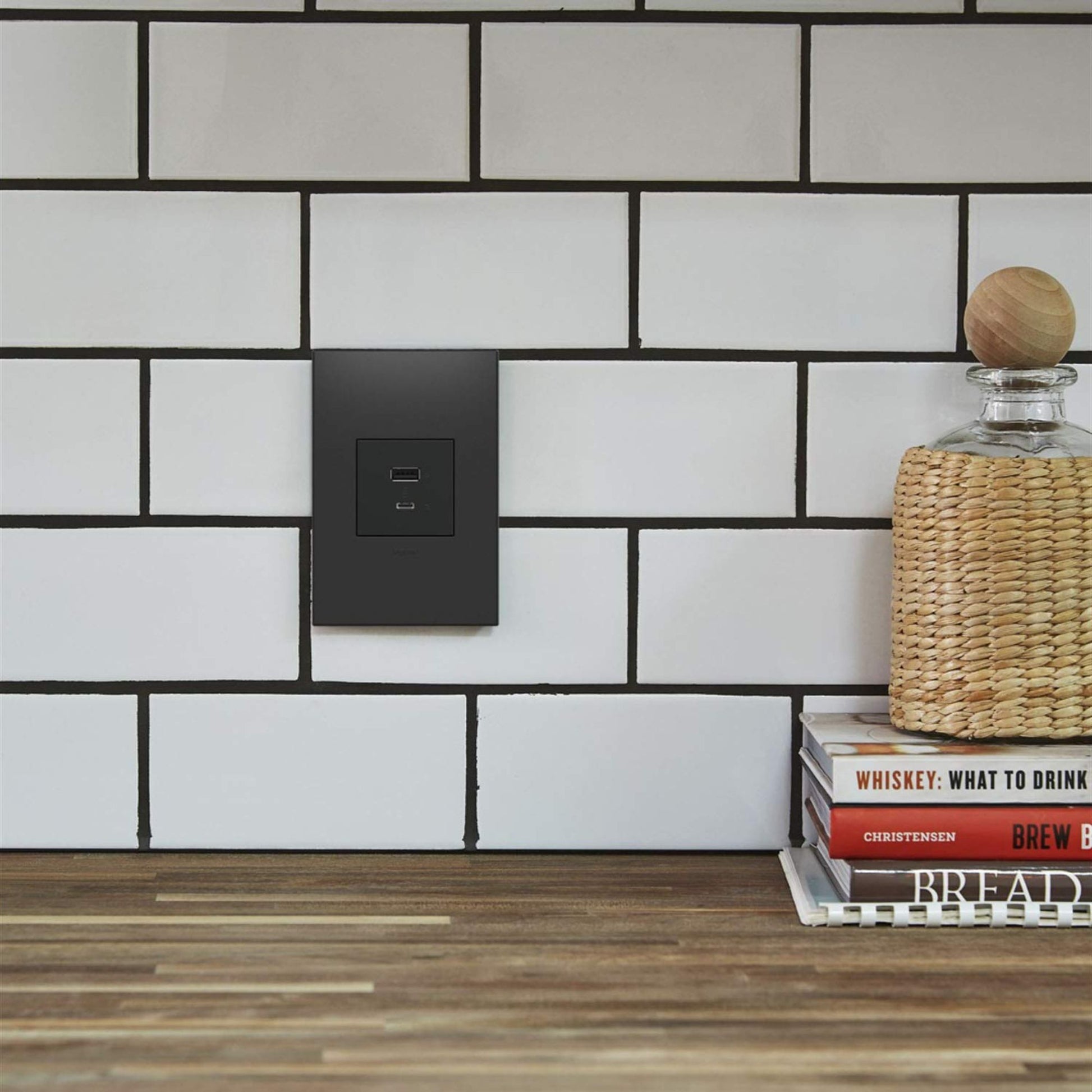 adorne Ultra-Fast USB Type-A/C Outlet Module, 6-Amp, Graphite - Bees Lighting