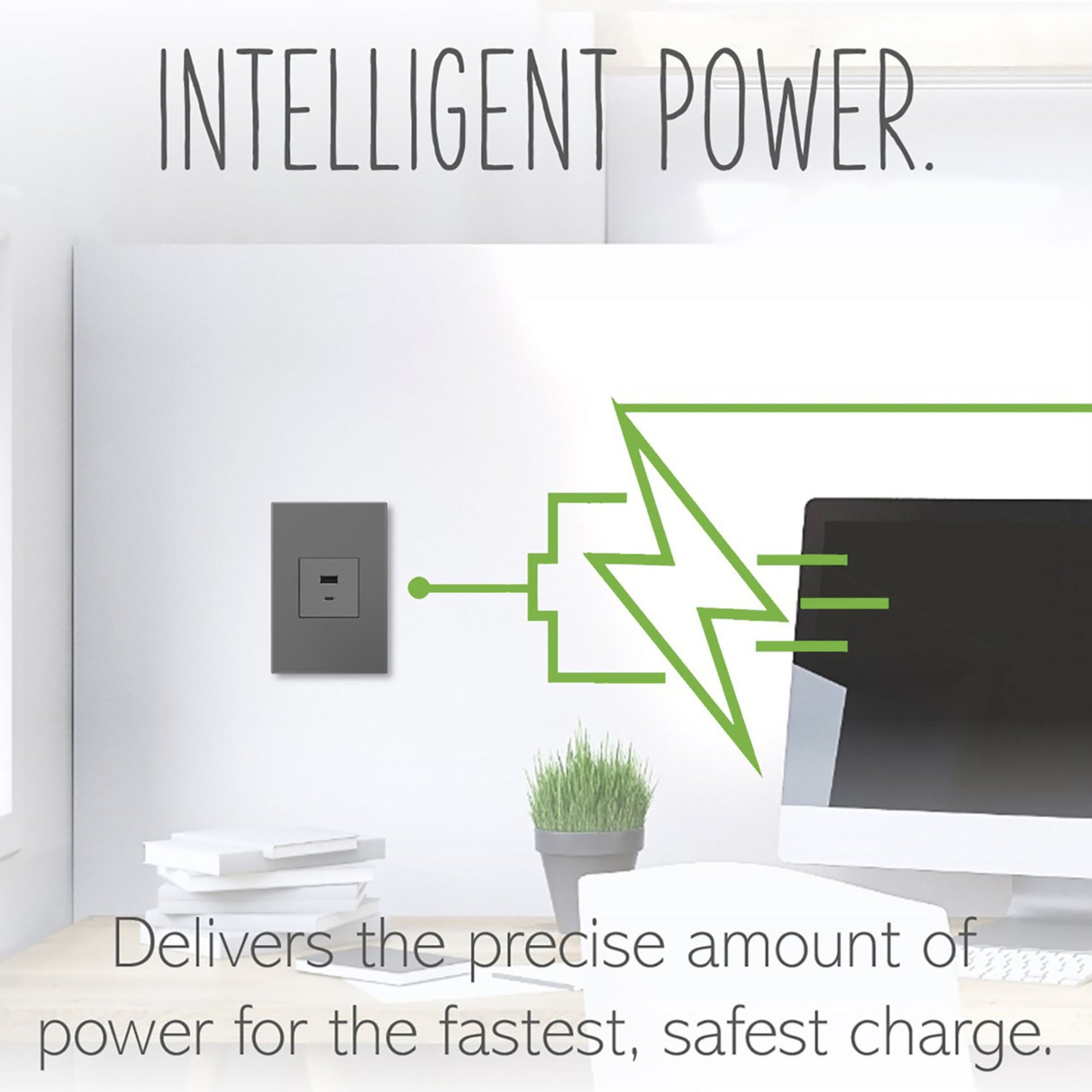 adorne Ultra-Fast USB Type-A/C Outlet Module, 6-Amp, Magnesium - Bees Lighting
