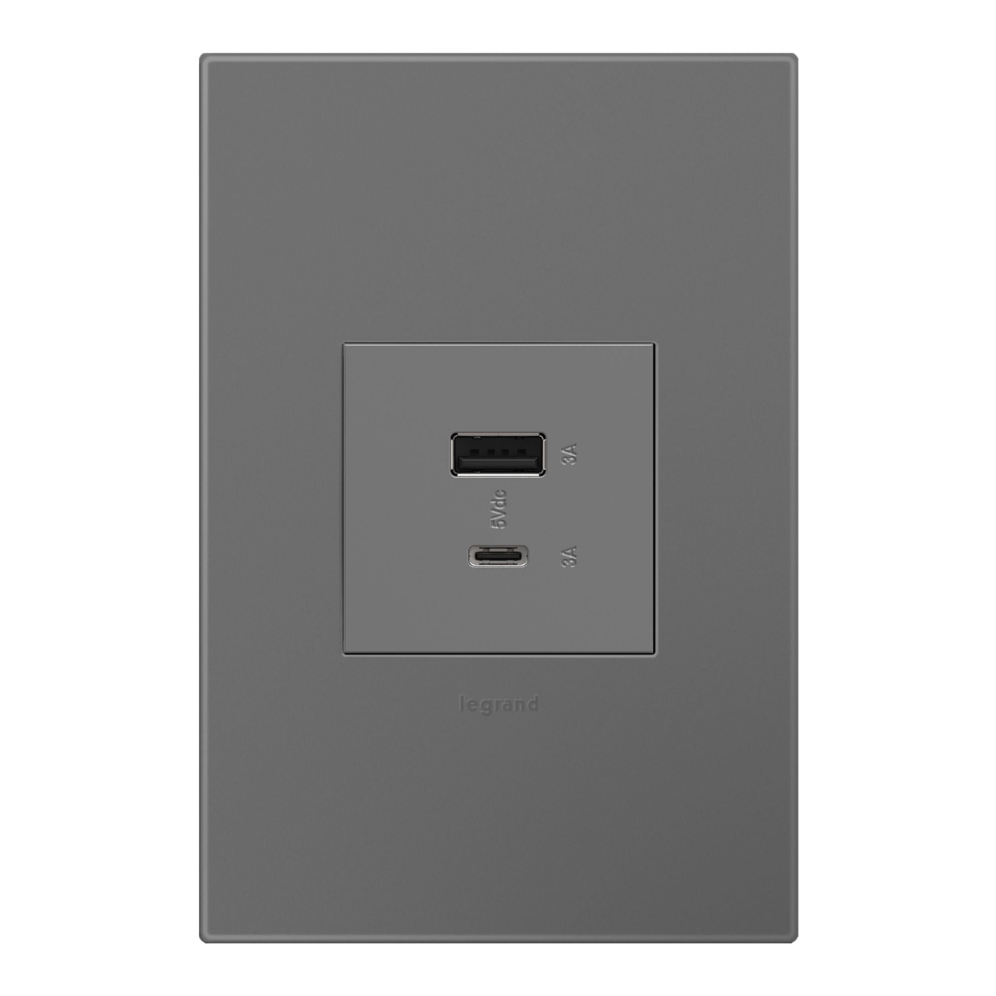 adorne Ultra-Fast USB Type-A/C Outlet Module, 6-Amp, Magnesium - Bees Lighting