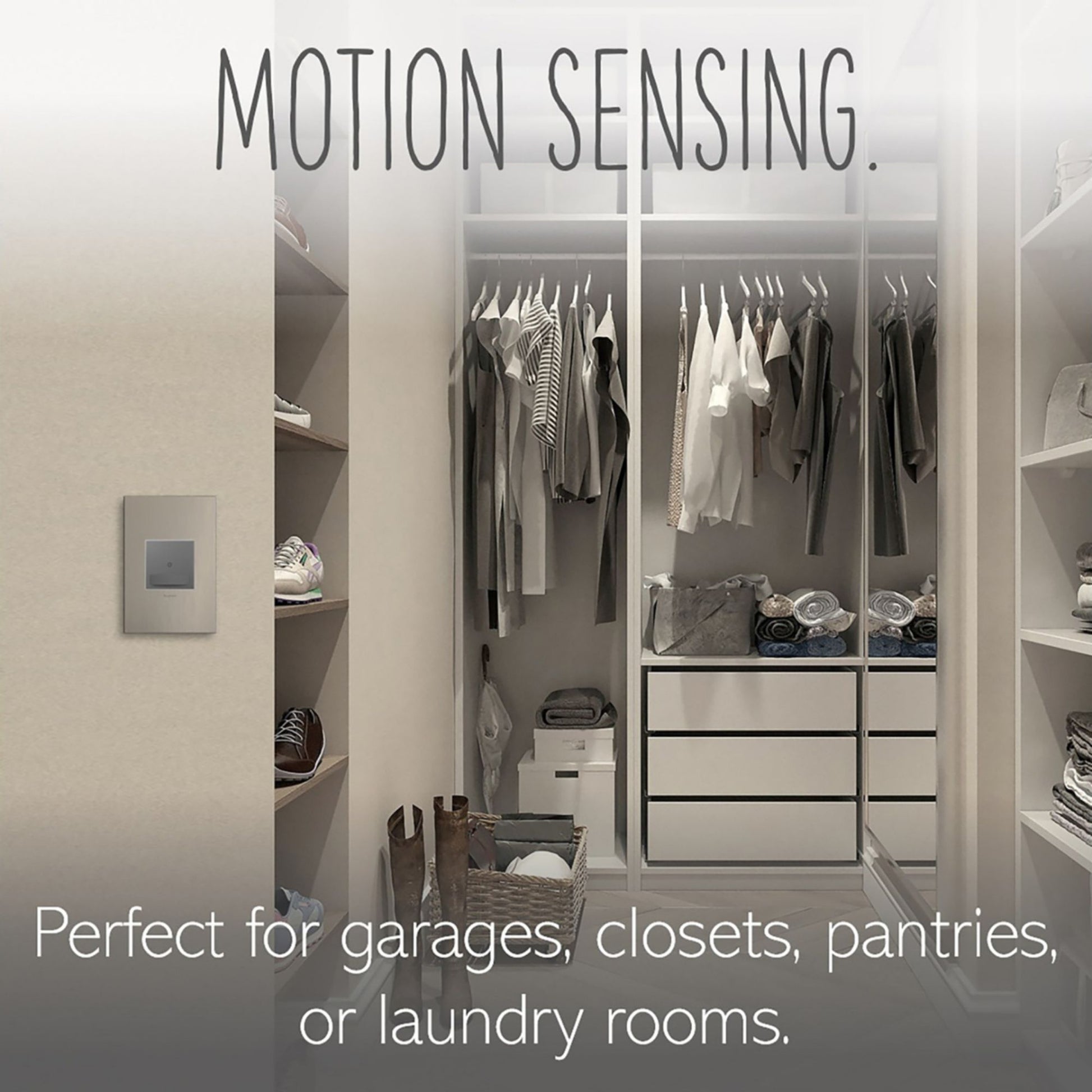 adorne Auto On/Off Occupancy Motion Sensor Switch, 600W, 120V, Magnesium - Bees Lighting