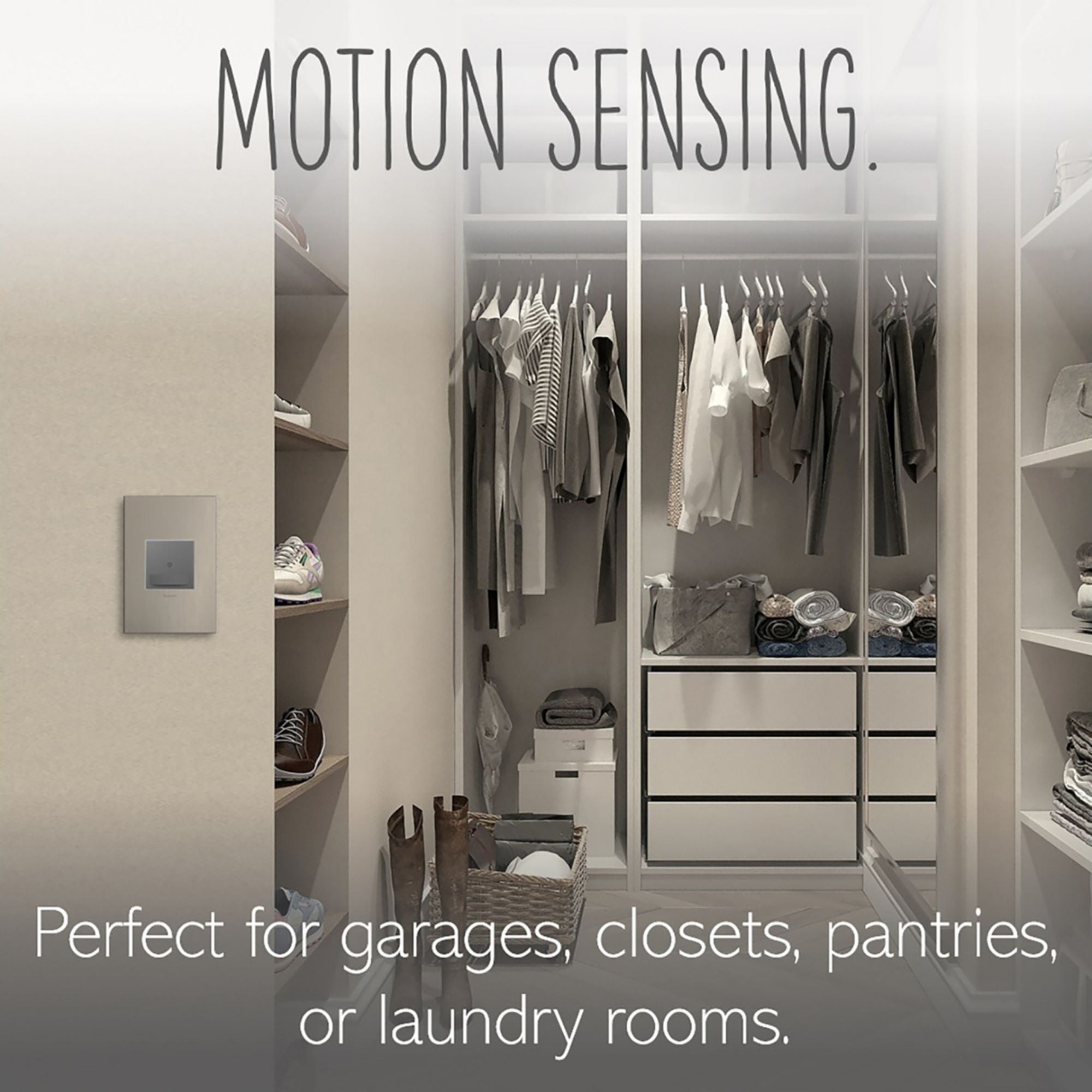 adorne Auto On/Off Occupancy Motion Sensor Switch, 600W, 120V, Magnesium - Bees Lighting