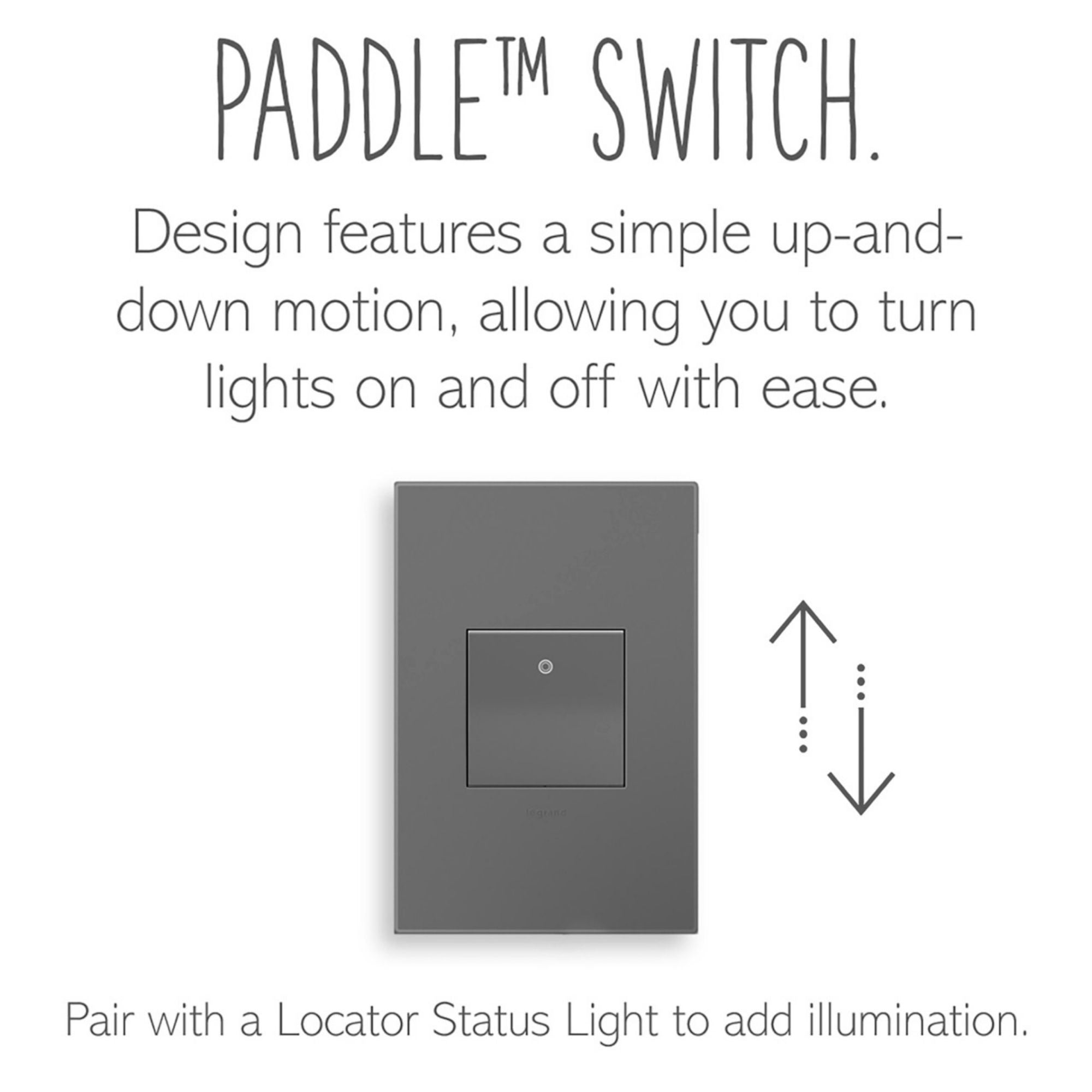 adorne 15-Amp Paddle Switch, Single Pole/3-Way, 120V, Magnesium - Bees Lighting