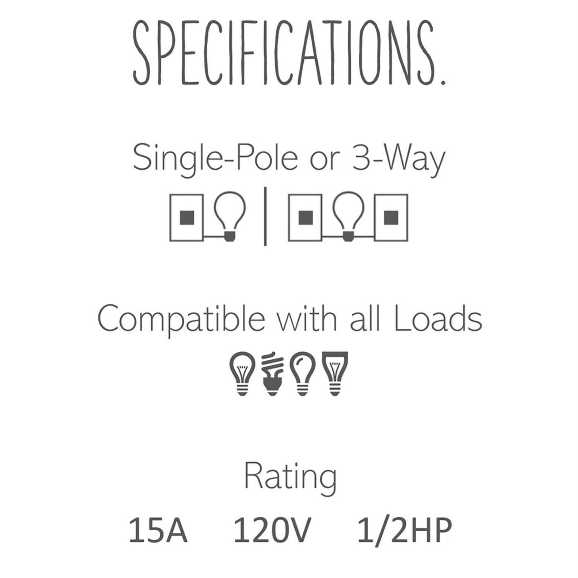 adorne 15-Amp sofTap Switch, Single Pole/3-Way, 120V, Graphite - Bees Lighting