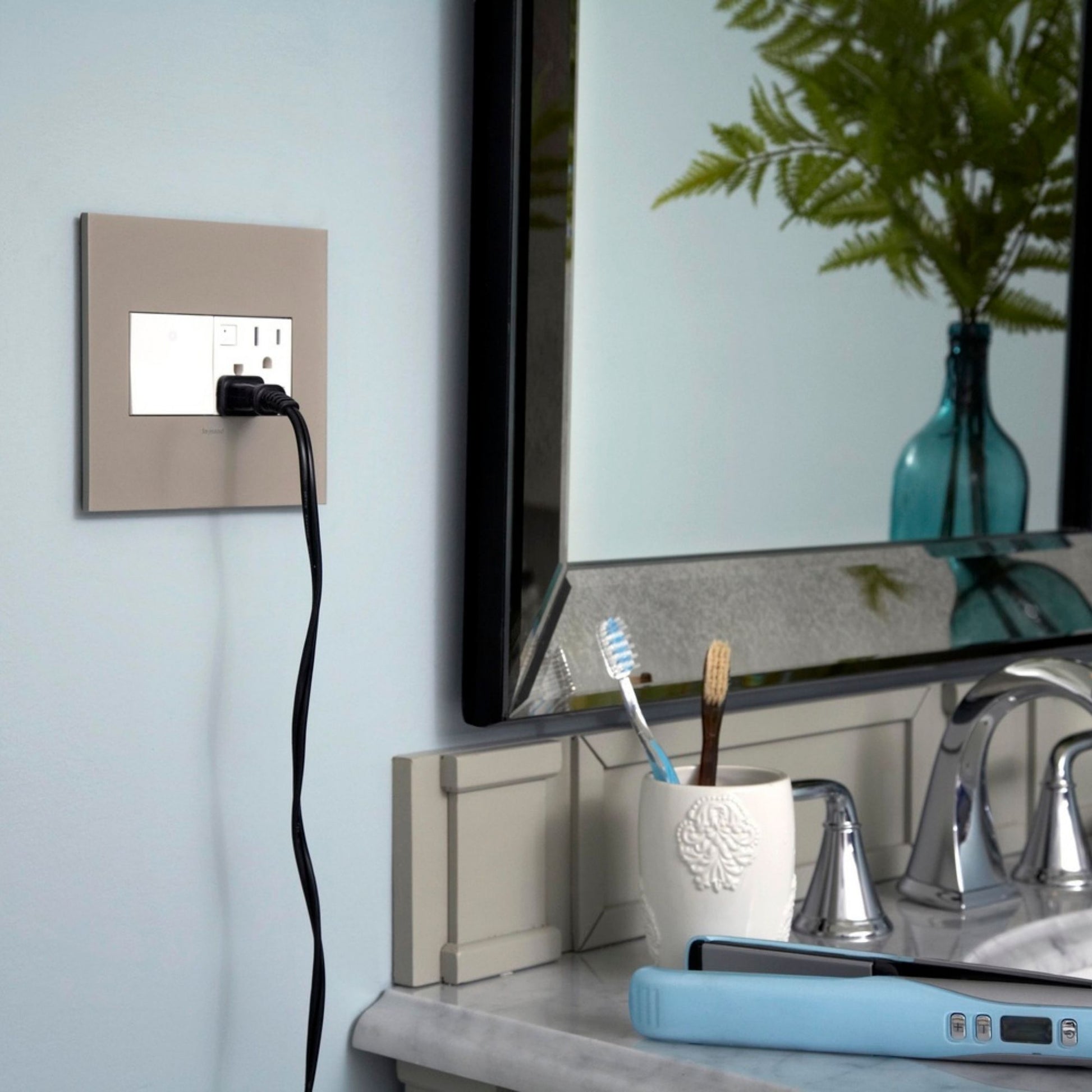 adorne 2-Gang Screwless Wall Plate, Magnesium - Bees Lighting