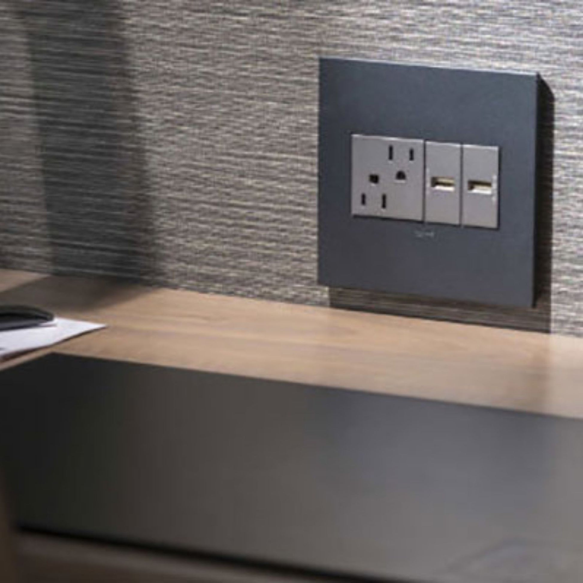adorne 2-Gang Screwless Wall Plate, Magnesium - Bees Lighting