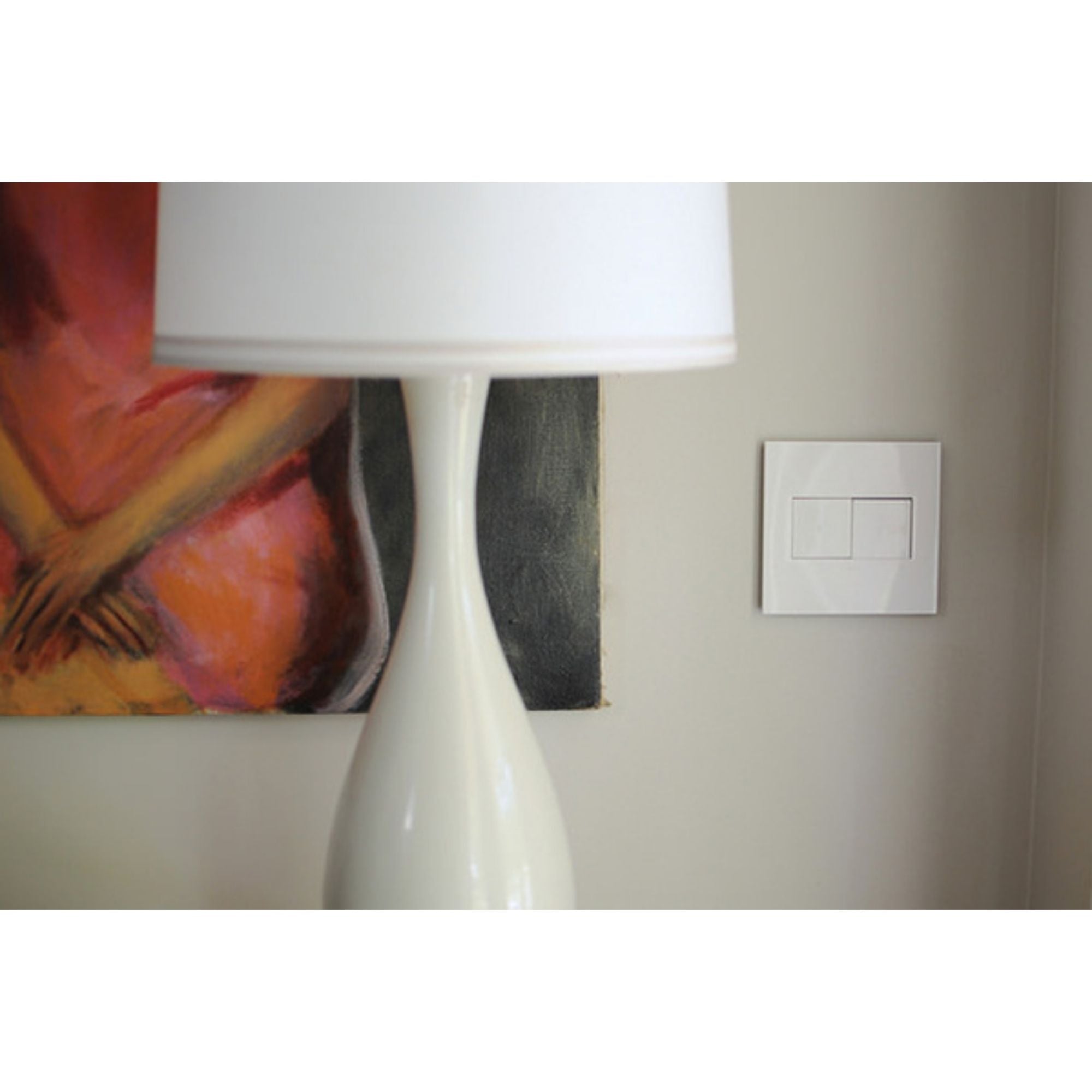 adorne 2-Gang Screwless Wall Plate, Glossy White on White - Bees Lighting