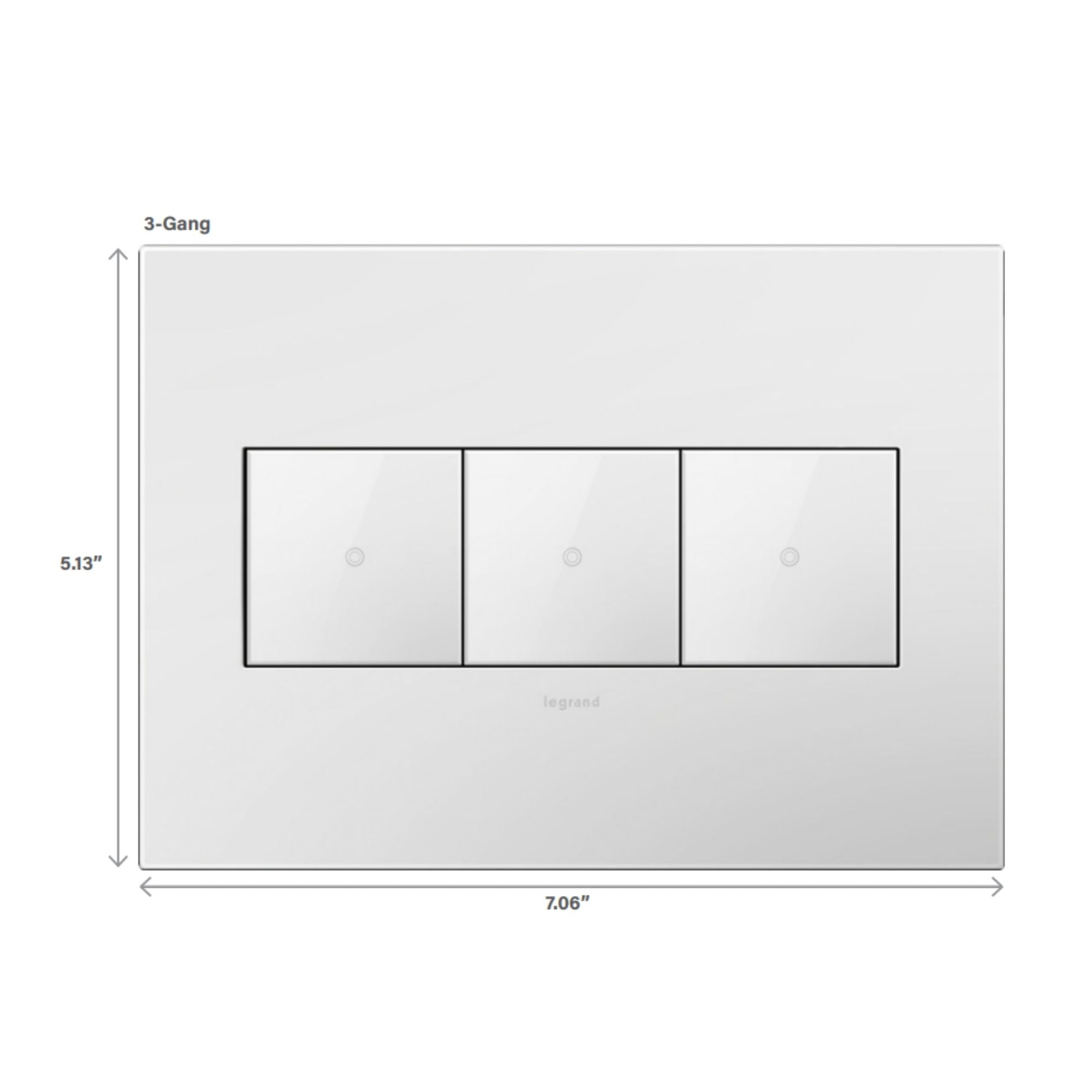 adorne 3-Gang Screwless Wall Plate, Glossy White on White - Bees Lighting