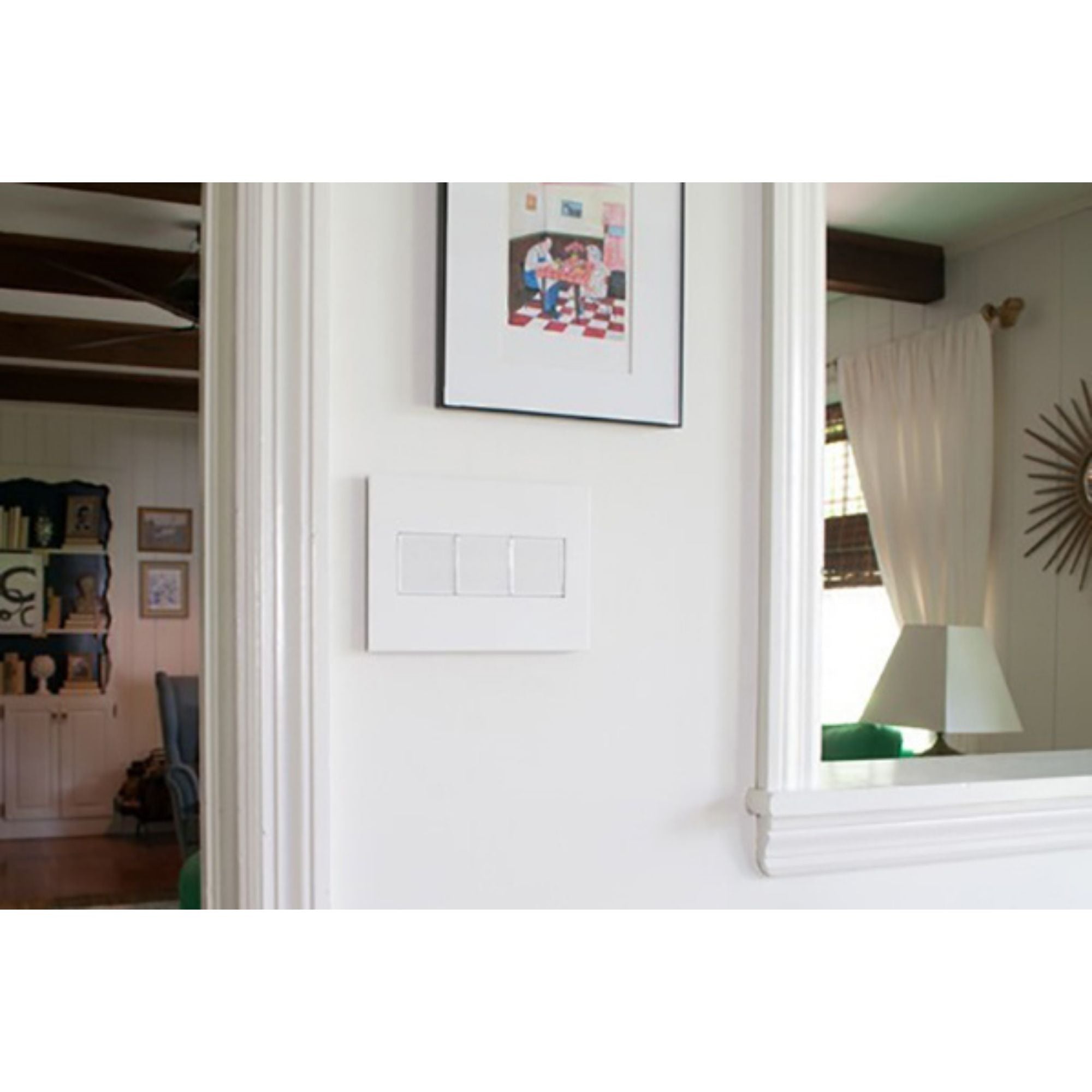 adorne 3-Gang Screwless Wall Plate, Glossy White on White - Bees Lighting