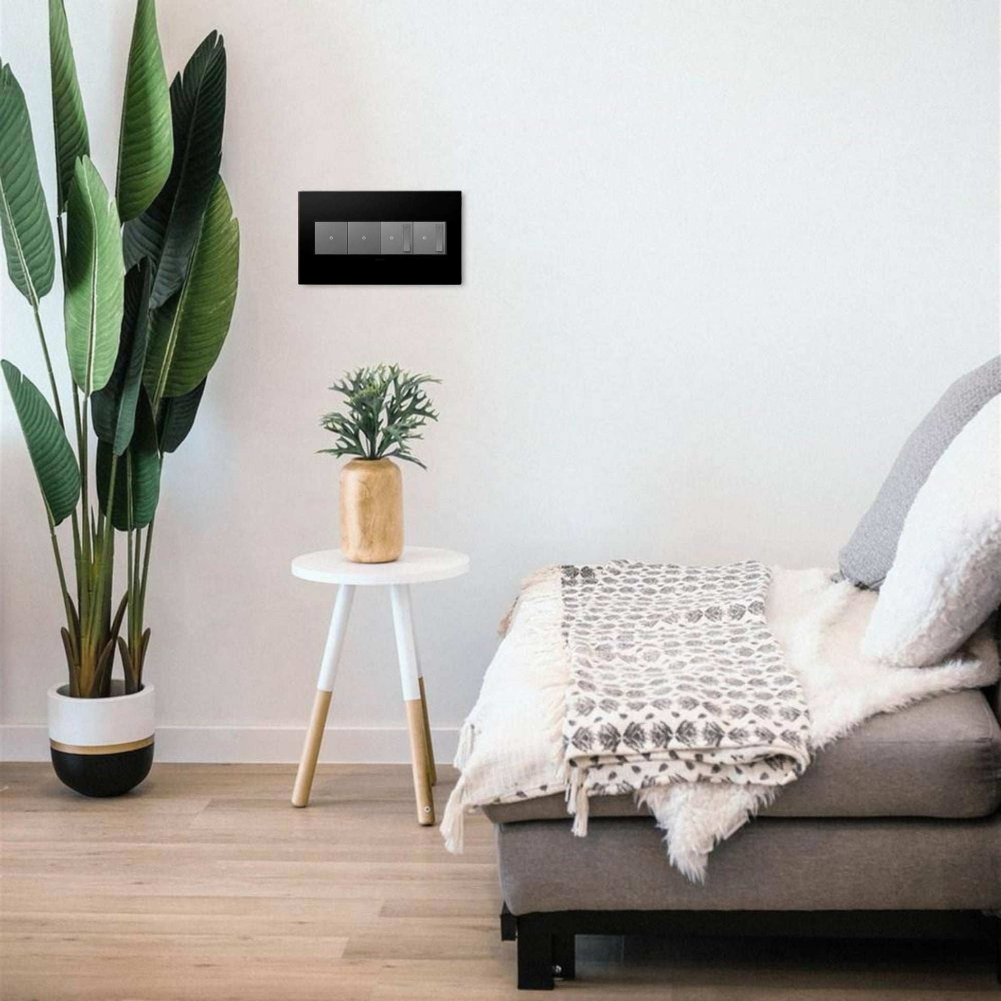 adorne 4-Gang Screwless Wall Plate, Graphite - Bees Lighting