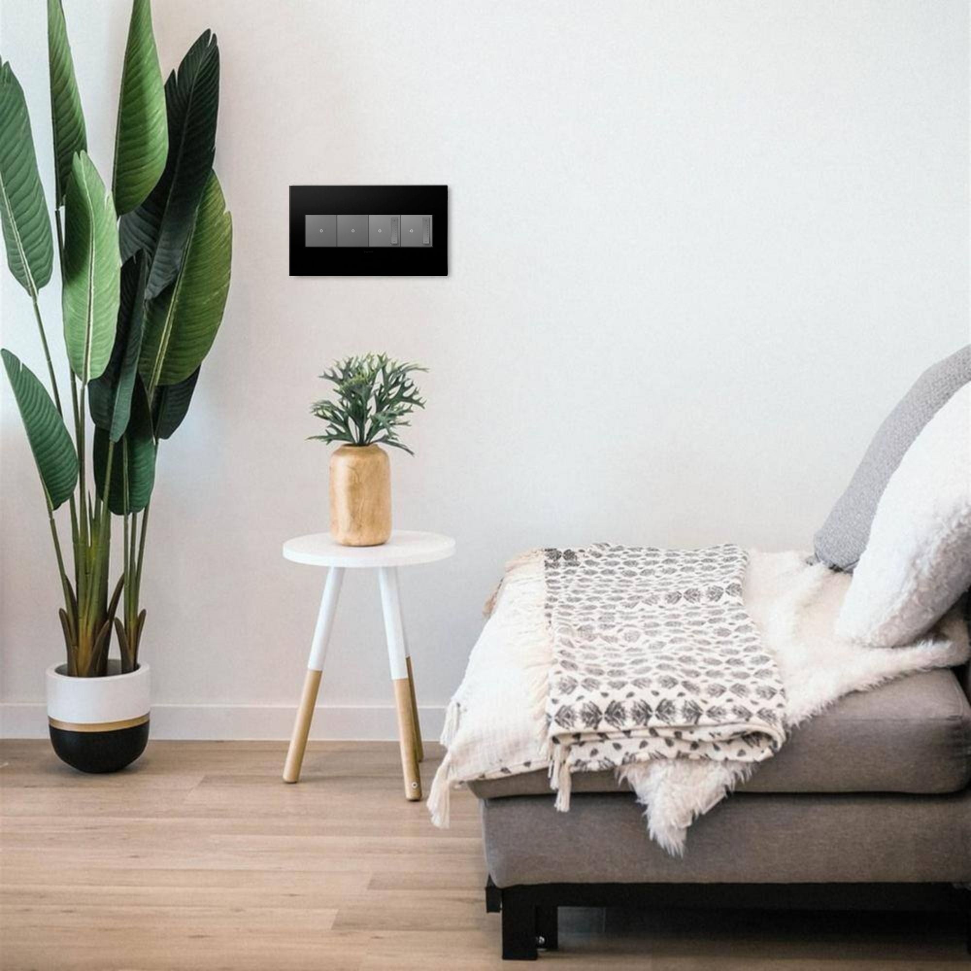 adorne 4-Gang Screwless Wall Plate, Graphite - Bees Lighting