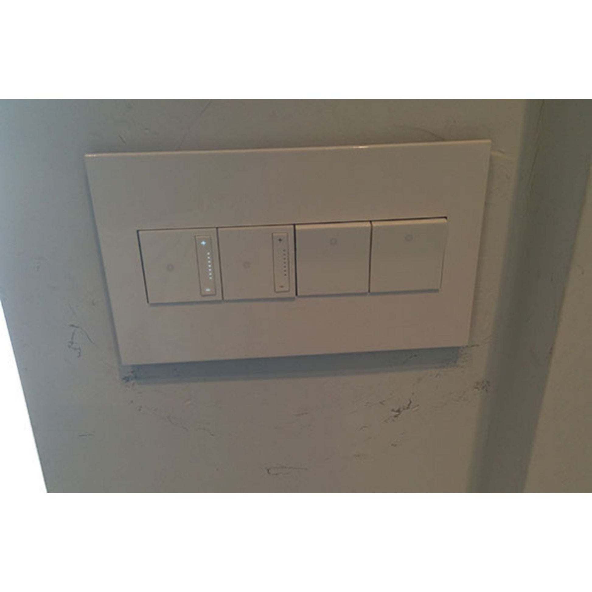 adorne 4-Gang Screwless Wall Plate, Glossy White on White - Bees Lighting