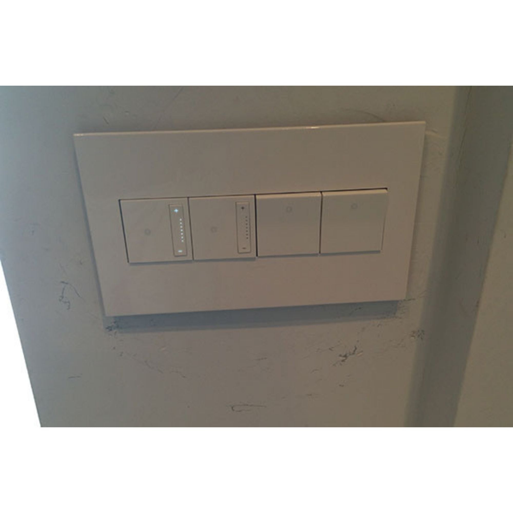 adorne 4-Gang Screwless Wall Plate, Glossy White on White - Bees Lighting