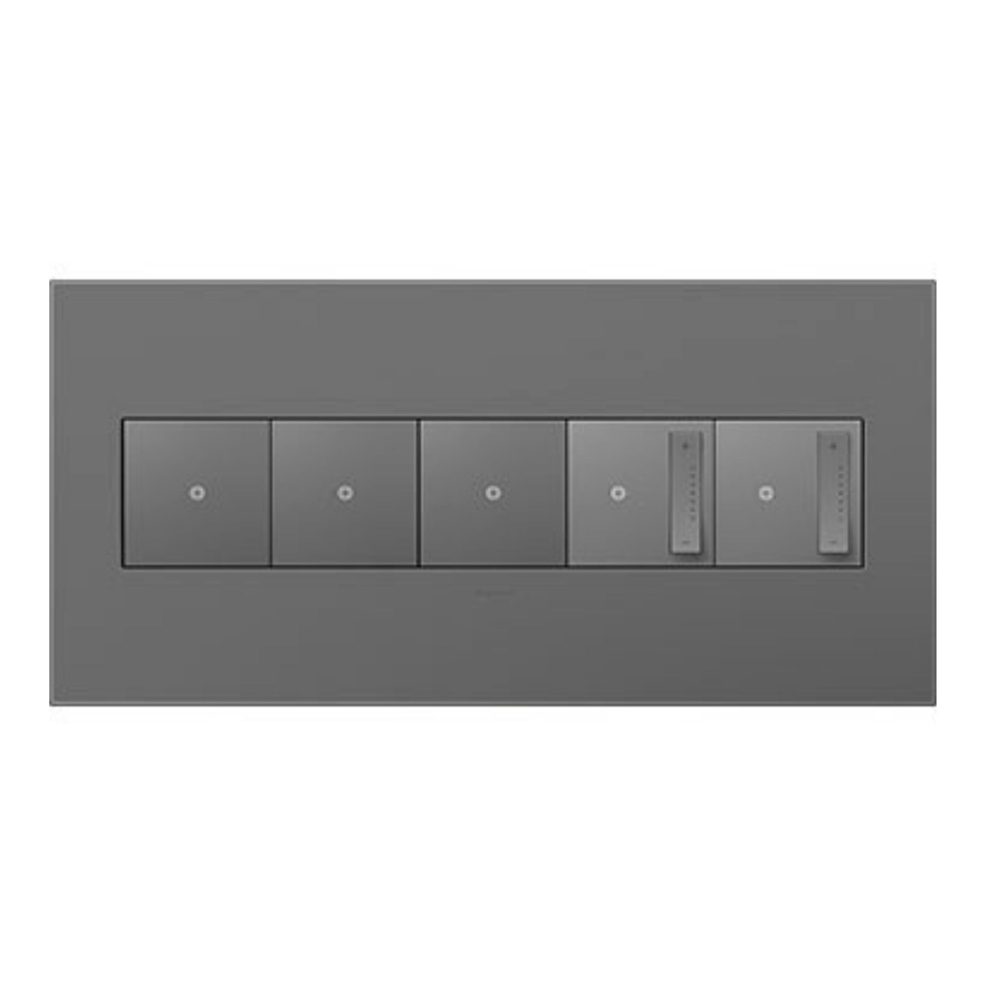 adorne 5-Gang Screwless Wall Plate, Magnesium - Bees Lighting