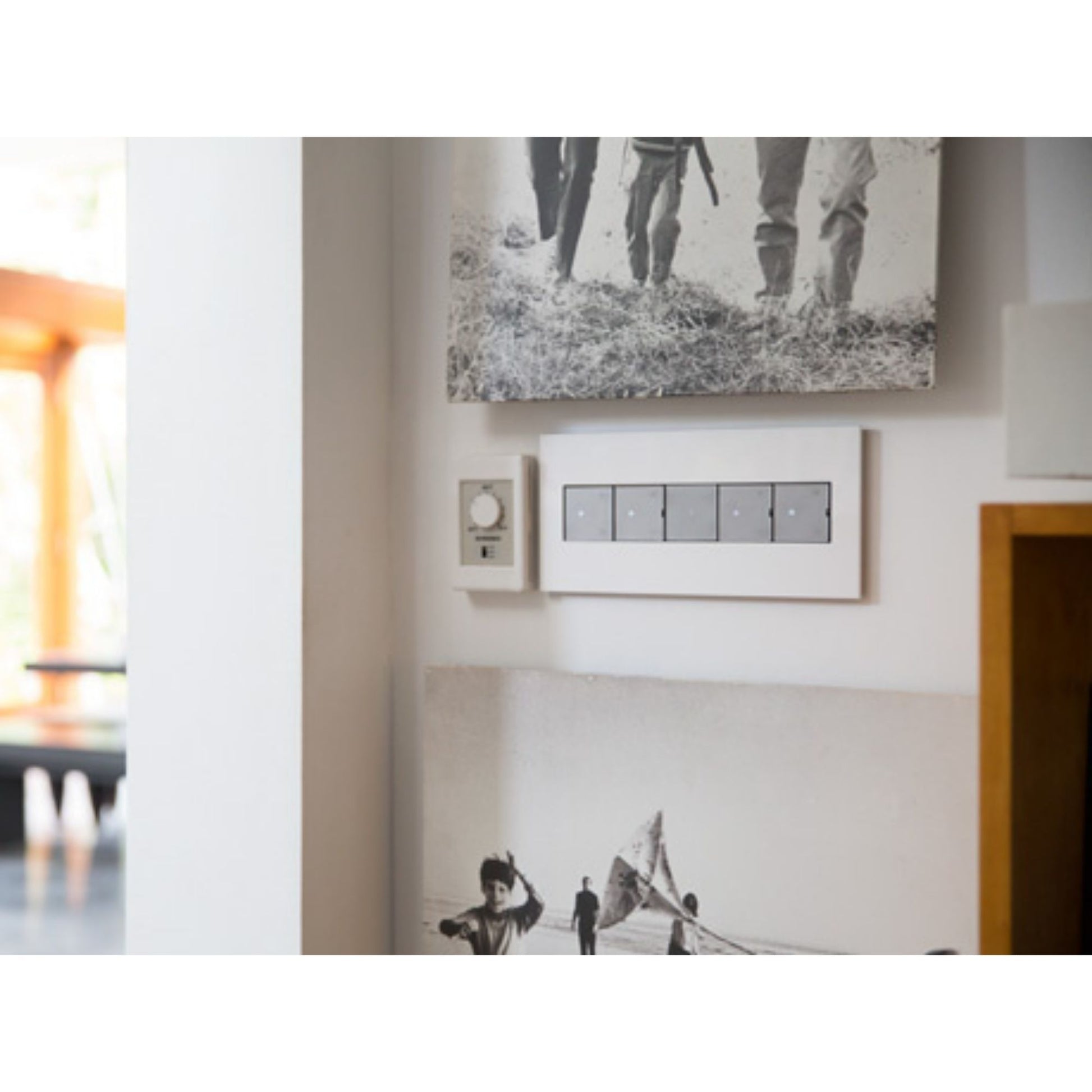 adorne 5-Gang Screwless Wall Plate, Glossy White on White - Bees Lighting