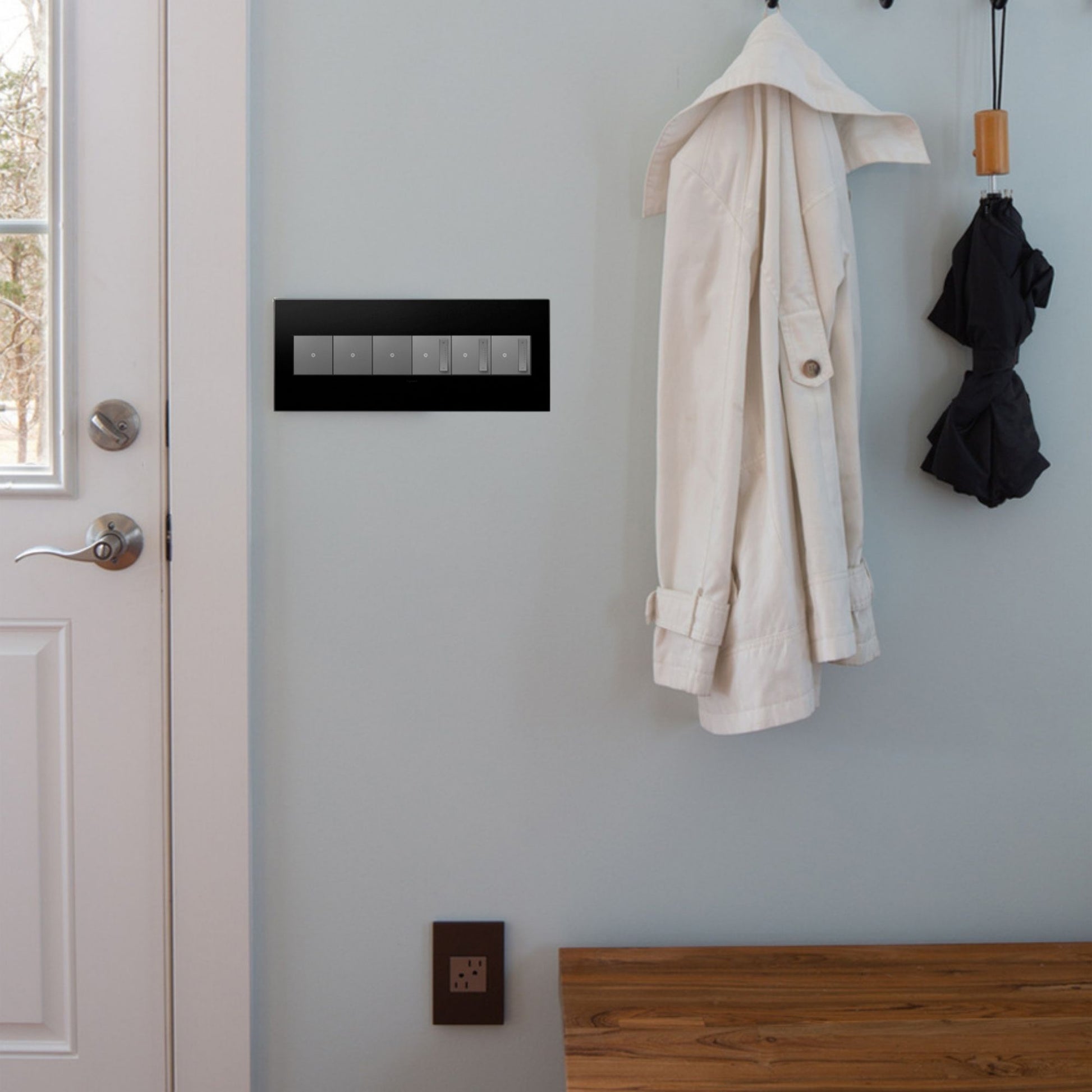 adorne 6-Gang Screwless Wall Plate, Graphite - Bees Lighting
