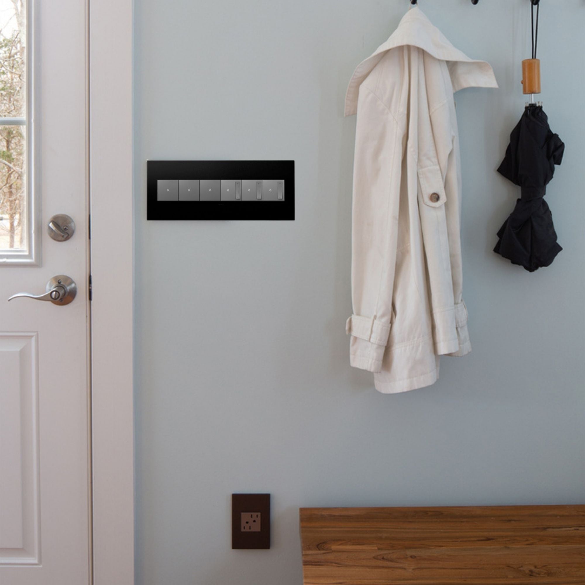adorne 6-Gang Screwless Wall Plate, Graphite - Bees Lighting