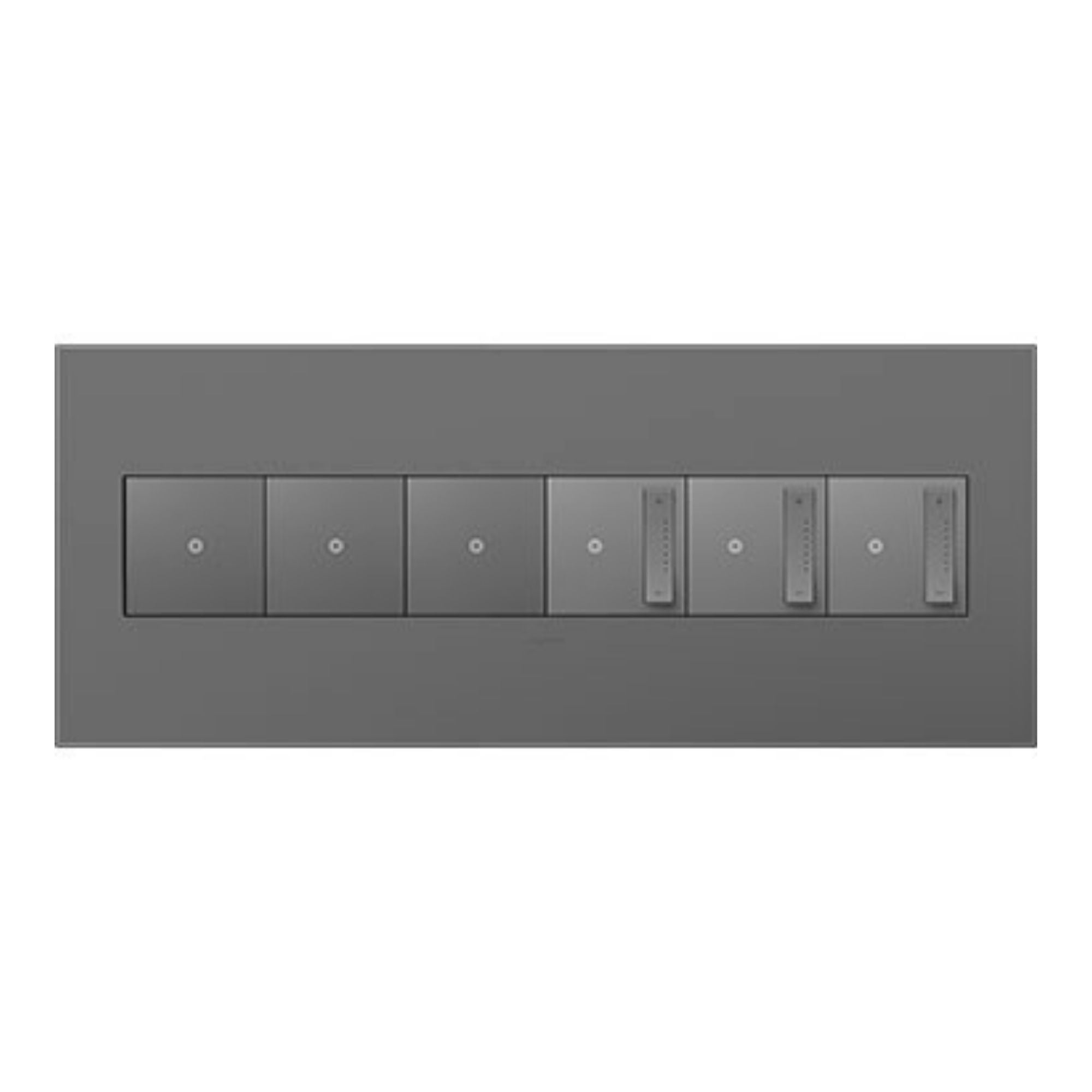 adorne 6-Gang Screwless Wall Plate, Magnesium - Bees Lighting