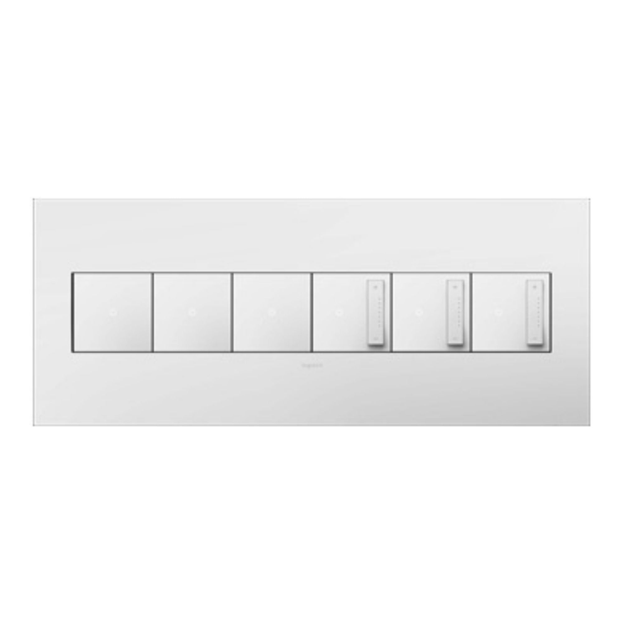 adorne 6-Gang Screwless Wall Plate, Glossy White on White - Bees Lighting