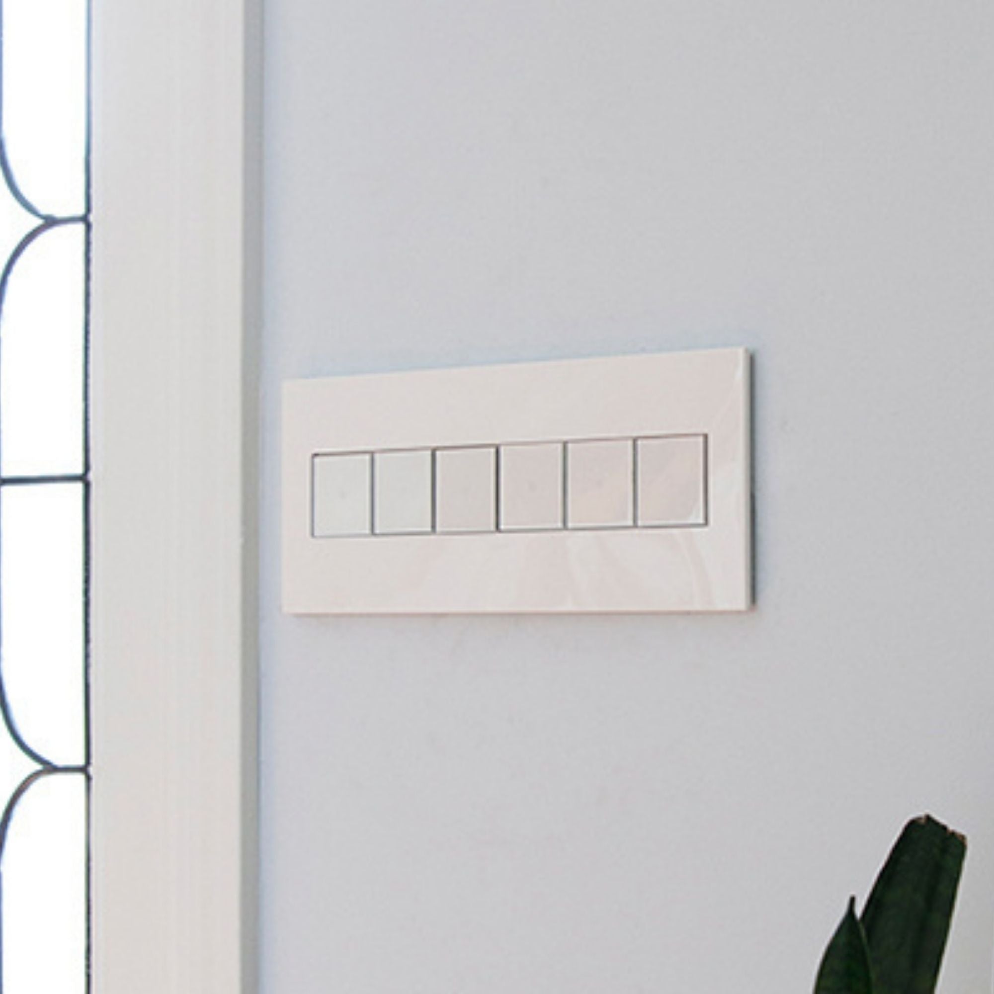 adorne 6-Gang Screwless Wall Plate, Glossy White on White - Bees Lighting