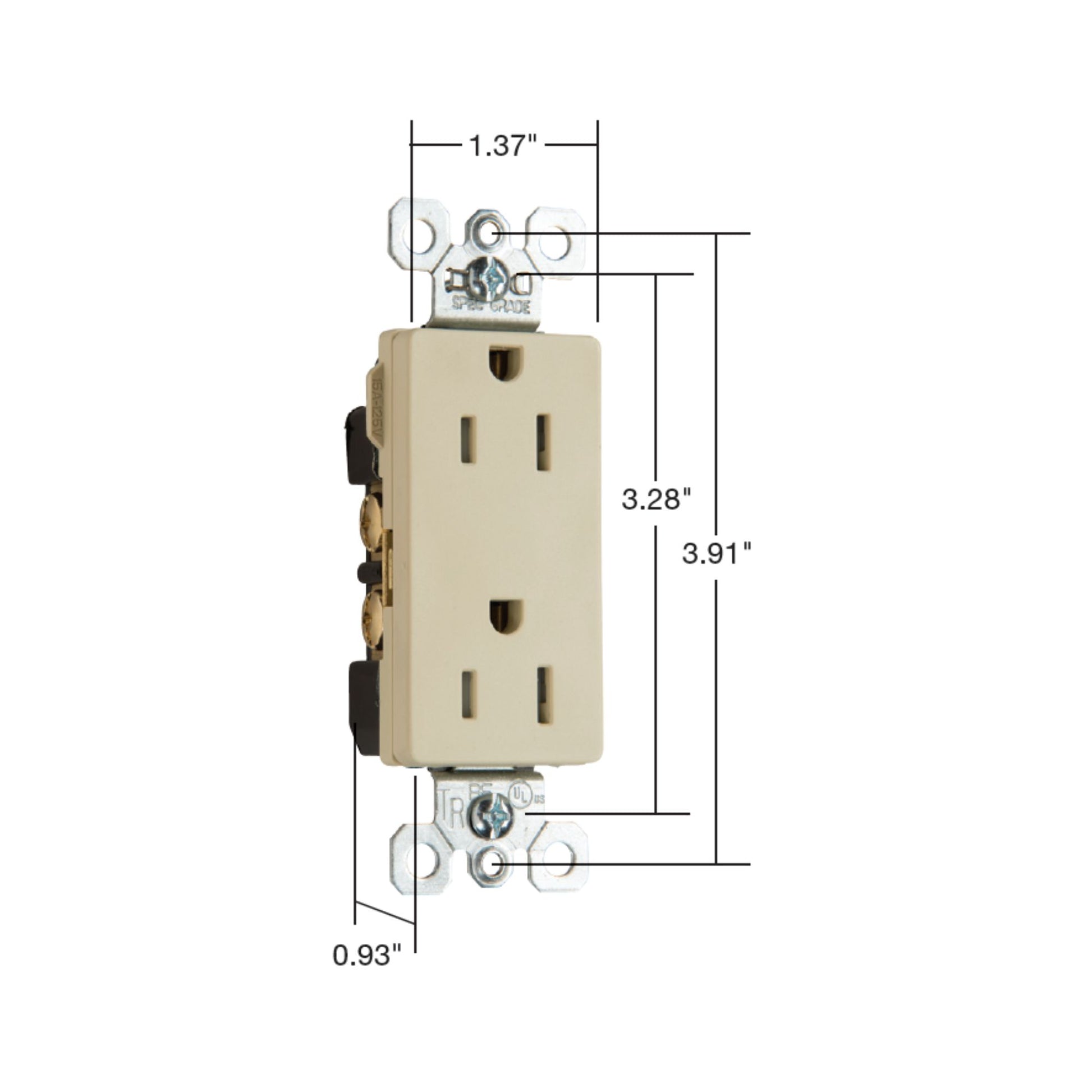 Pass and Seymour 20A Tamper-Resistant Decorator Duplex Receptacle, Light Almond - Bees Lighting