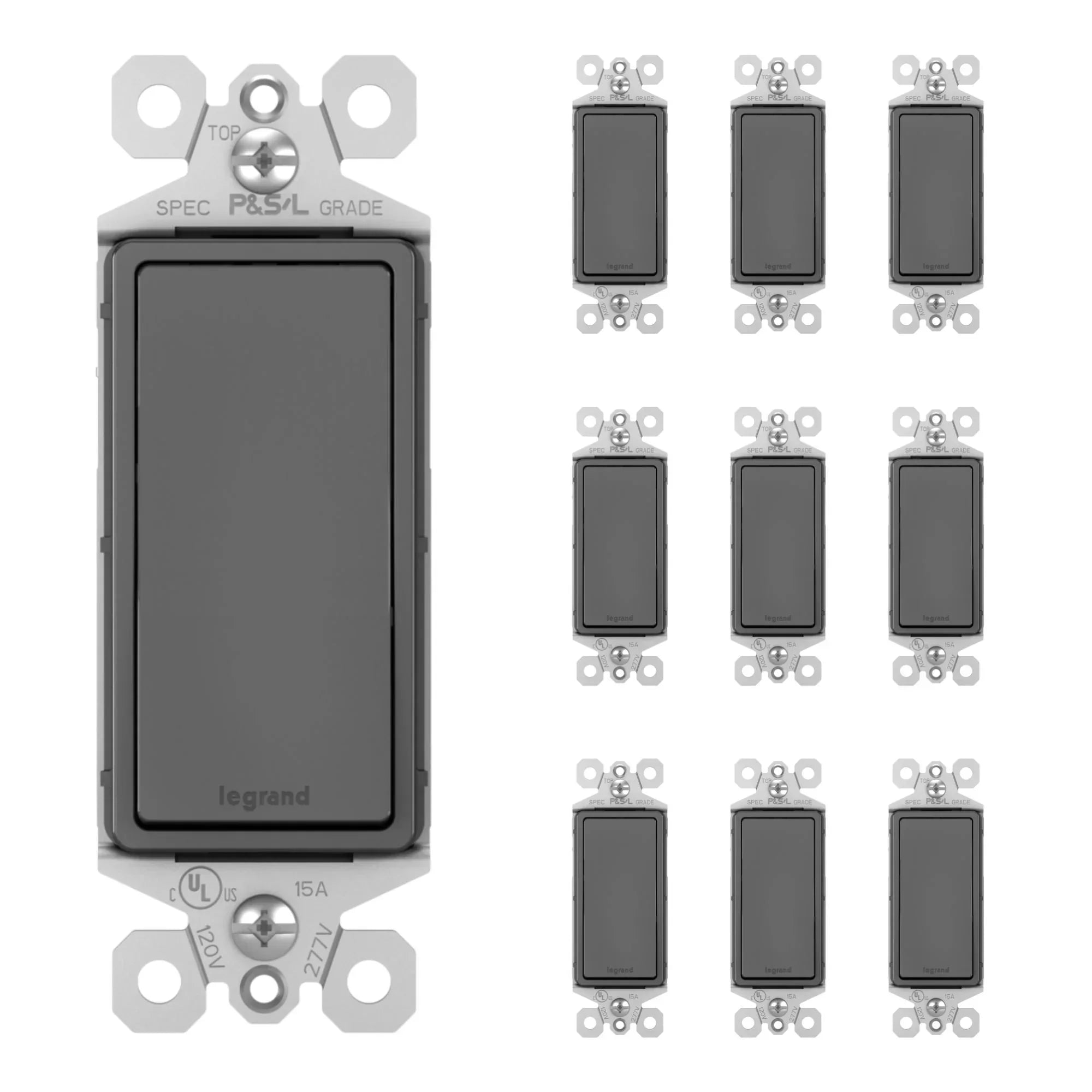 Legrand TM870BK-10PK Radiant Black Light Switch | 15A Single-Pole